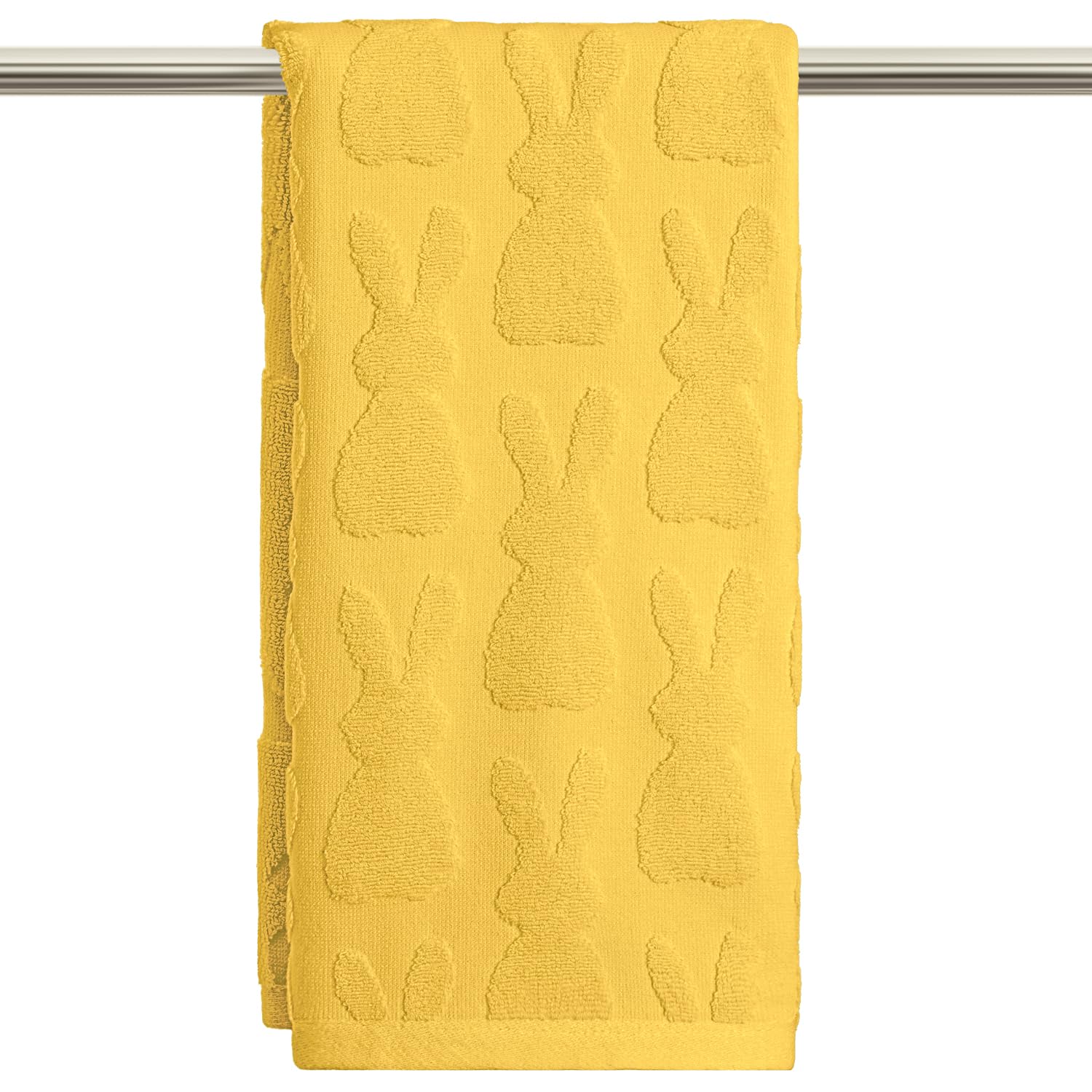 Artoid Mode 2 Pcs Beige 3D Rabbit Jacquard Easter Hand Towels for Bathroom, 100% Cotton Soft Absorbent Bathroom Decor Towels, 13.7 x 29.5 Inch