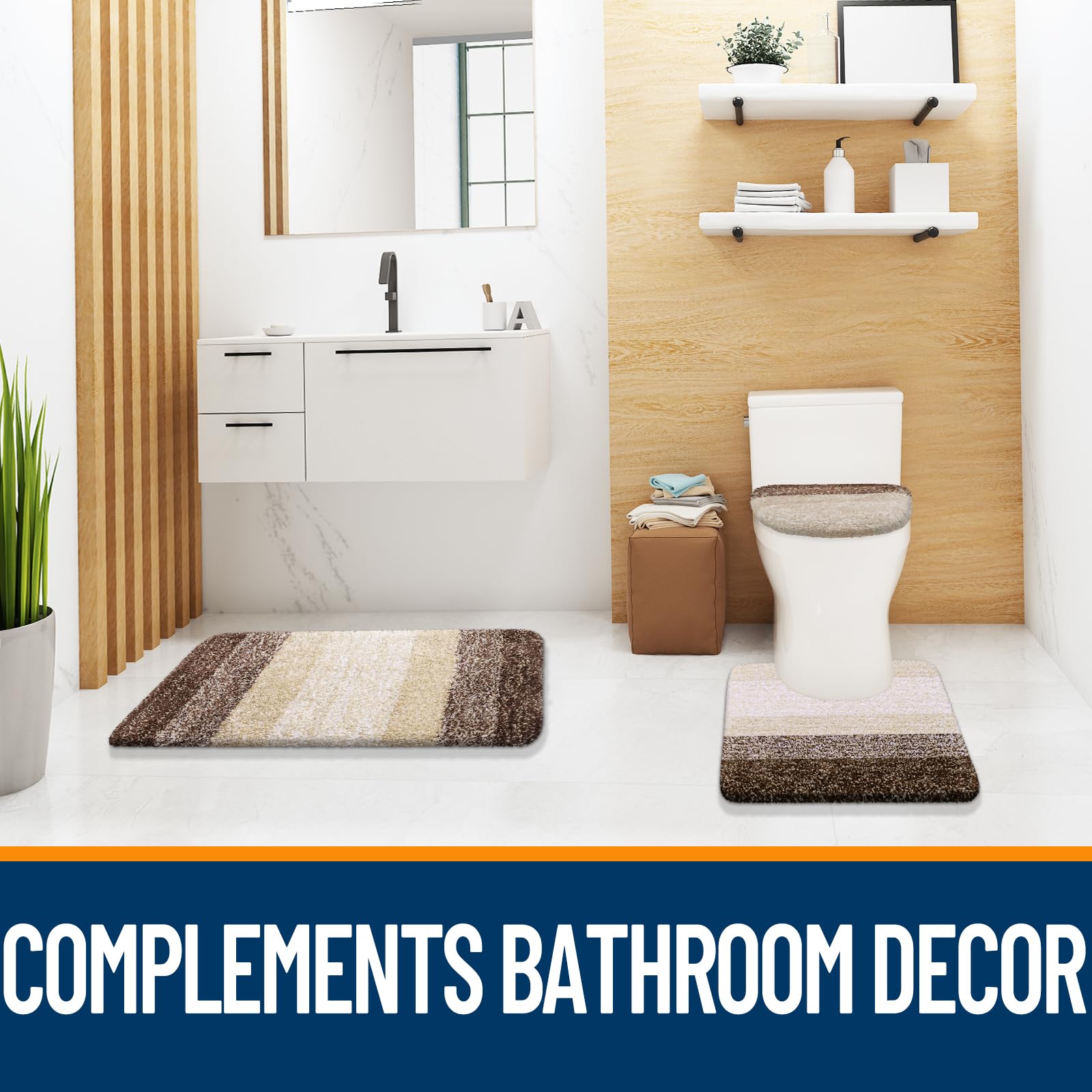 OLANLY Soft Microfiber Bathroom Toilet Lid Cover, Machine Washable Seat Covers, 17.5x15, Stays in Place Rubber Backing, Fits Most Round, Elongated and Oblong Lids, Accessories Decor, Gray