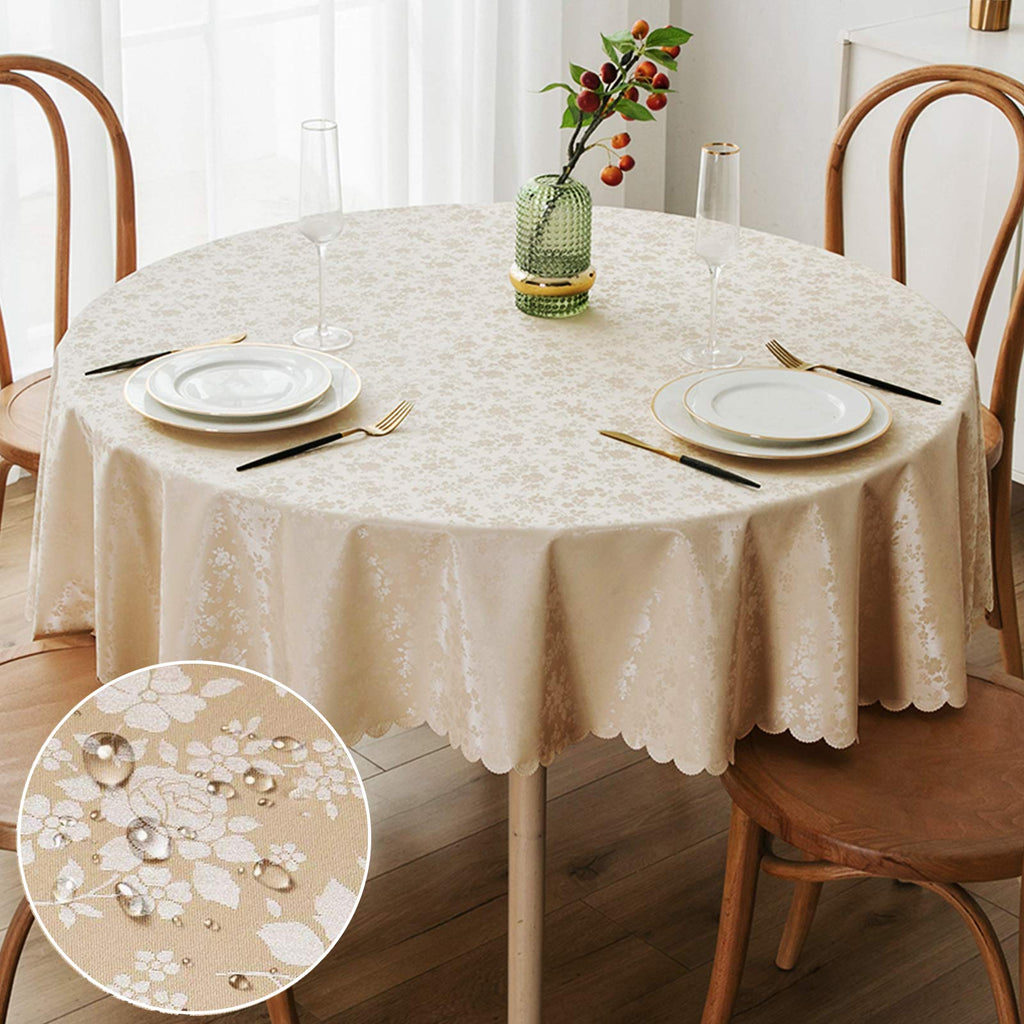 Smiry Rectangle Table Cloth, Waterproof Heavy Duty Vinyl Tablecloths, Wipeable Washable Table Cover for Kitchen and Dining Room (Beige, 60" X 84")