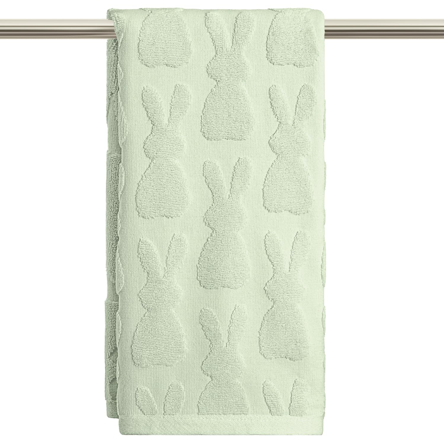 Artoid Mode 2 Pcs Beige 3D Rabbit Jacquard Easter Hand Towels for Bathroom, 100% Cotton Soft Absorbent Bathroom Decor Towels, 13.7 x 29.5 Inch