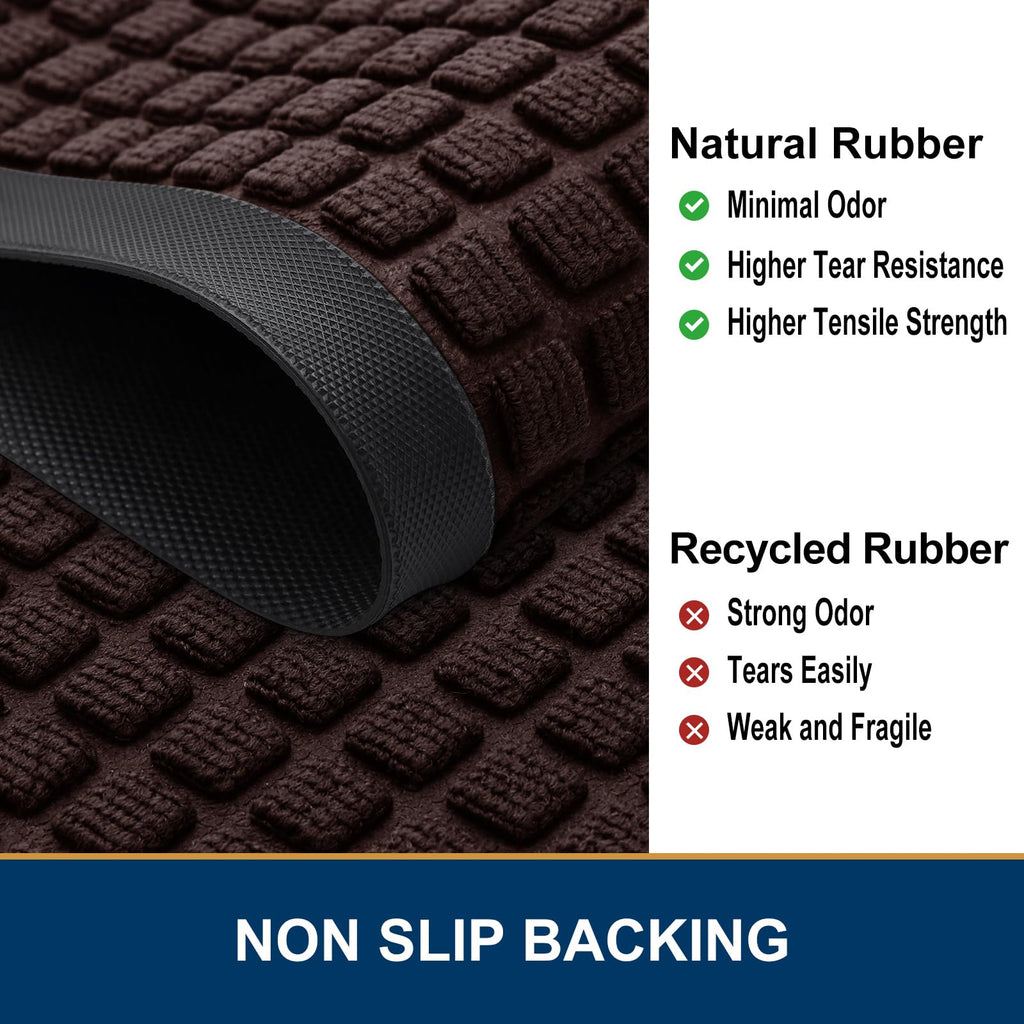 Smiry Front Door Mat Outside Entrance, Heavy Duty Natural Rubber Doormat, Non Slip, Trap Dirt and Moisture, Easy Clean, Low Profile Welcome Floor Mats for Indoor Outdoor Entry, 29.5x17 Inch, Black
