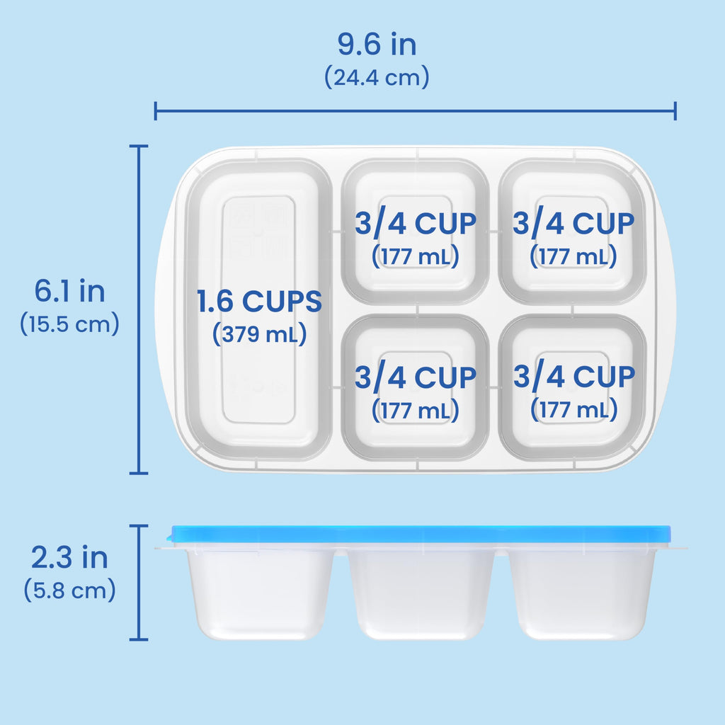 Bentgo Easyboxes - Reusable 5-Compartment Food Containers, Stackable 8-Piece Set, 4 Trays & 4 Lids, BPA-Free Food Storage for Meal Prep, School, & Work; Lunch Boxes w/Patented Design (Jewel Brights)