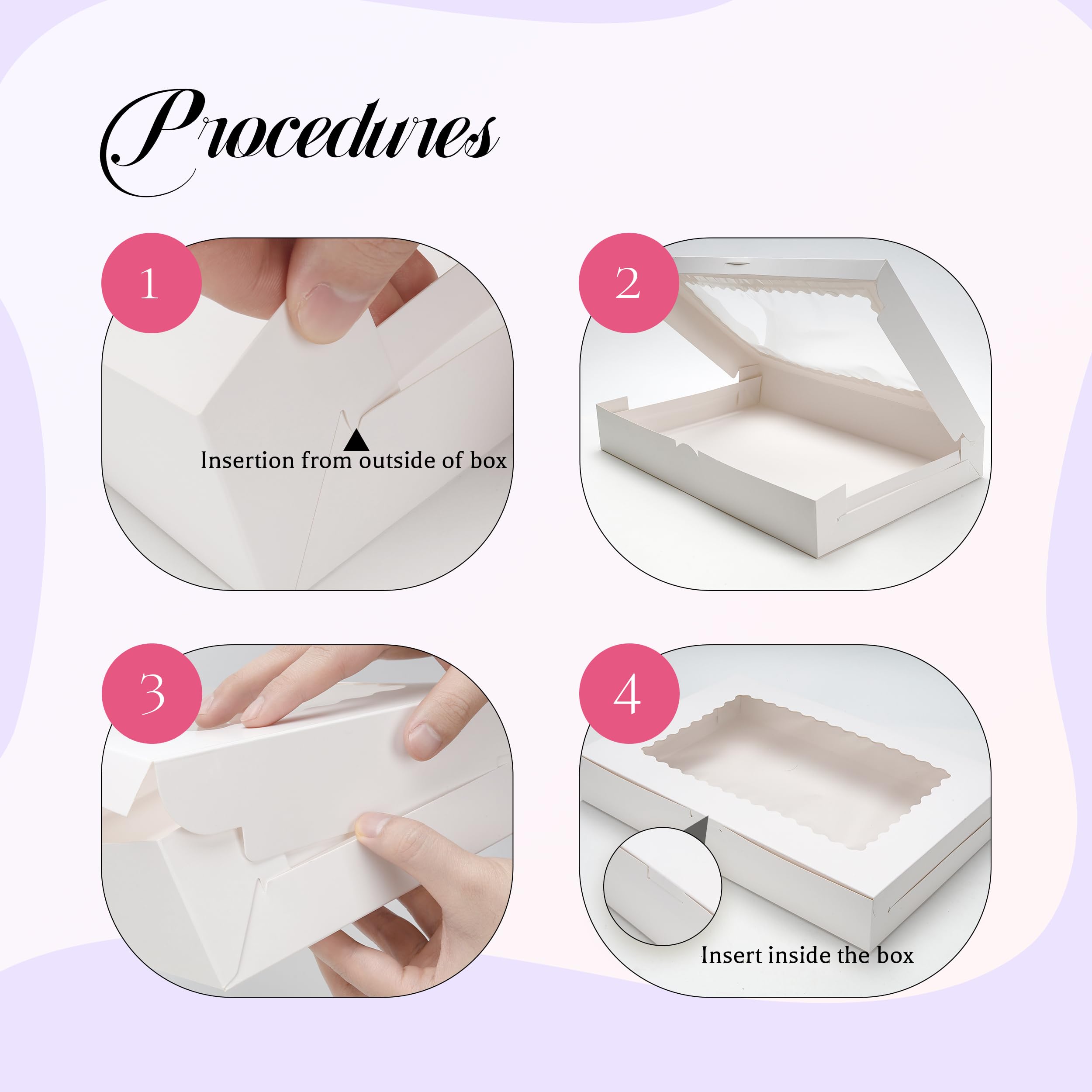 Valentine Gift 5 Pack Cookie Boxes 16x11x2.5inch Bakery Boxes with Window Treat Boxes for Cookie Packaging Gift Giving Dessert Boxes for Chocolate Covered Strawberries, Donuts, Cocoa Bombs