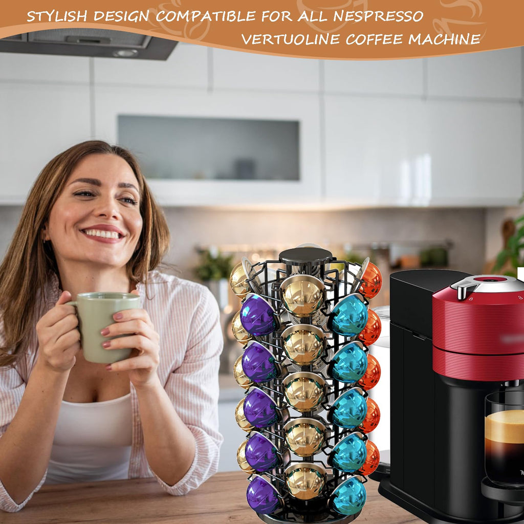 K Cup Holders,K Cup Holder, K Cups Holder,K Cup Carousel, Coffee Pods Holder Storage Organizer Stand,No Assembly Required,Black (Capacity of 40 Pods, Black)