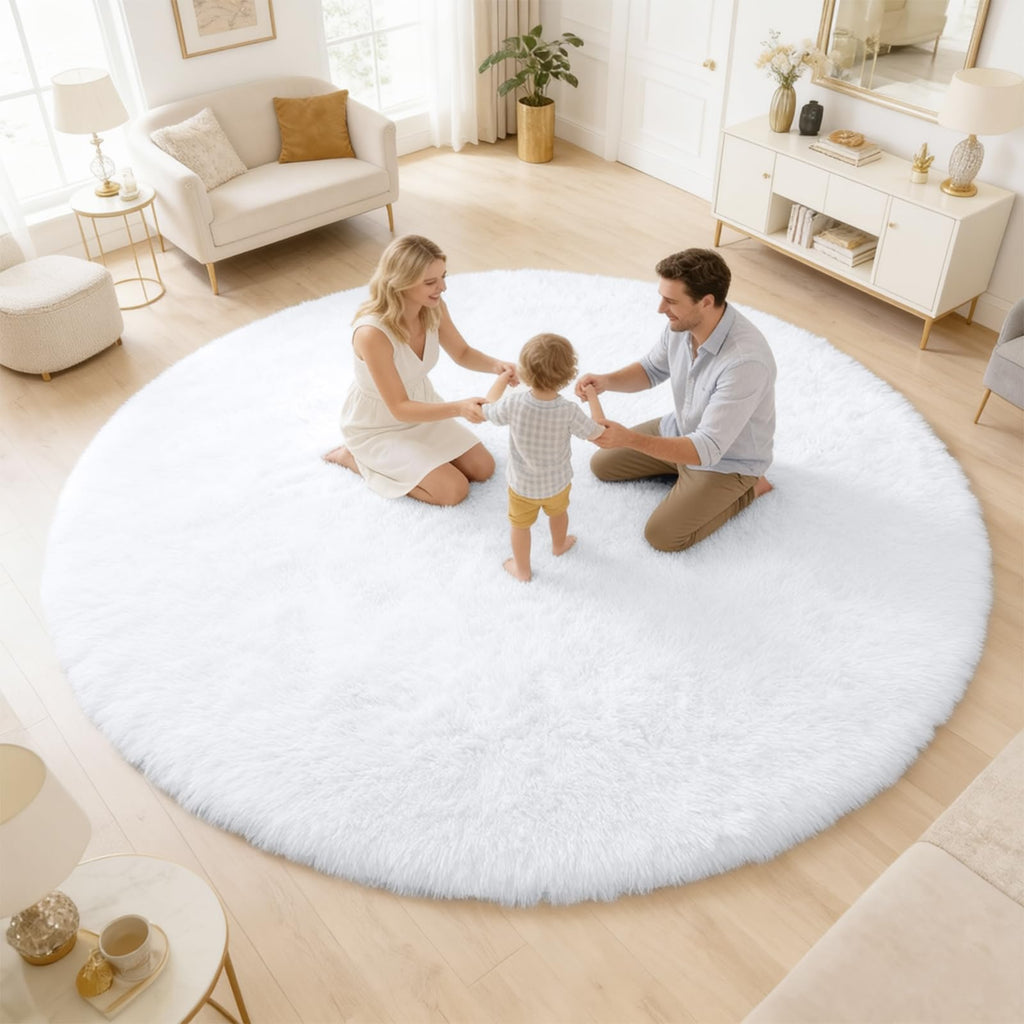 OLANLY Area Rugs for Living Room Bedroom, Machine Washable 4x5.9 ft Soft Fluffy Shaggy Bedside Rug, Indoor Floor Carpet for Kids Girls and Boys, Dorms, Nursery Rooms, Home Decor Aesthetic, Grey