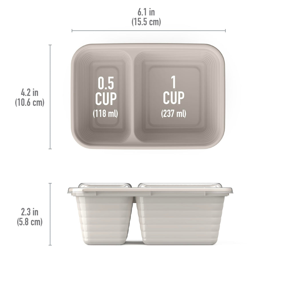 Bentgo Prep - 2-Compartment Snack Containers with Lids - Reusable, Microwaveable, Durable, PFAS & BPA-Free, Freezer, & Dishwasher-Safe Meal Prep Food Storage - 10 Trays & 10 Lids (Basil Glitter)