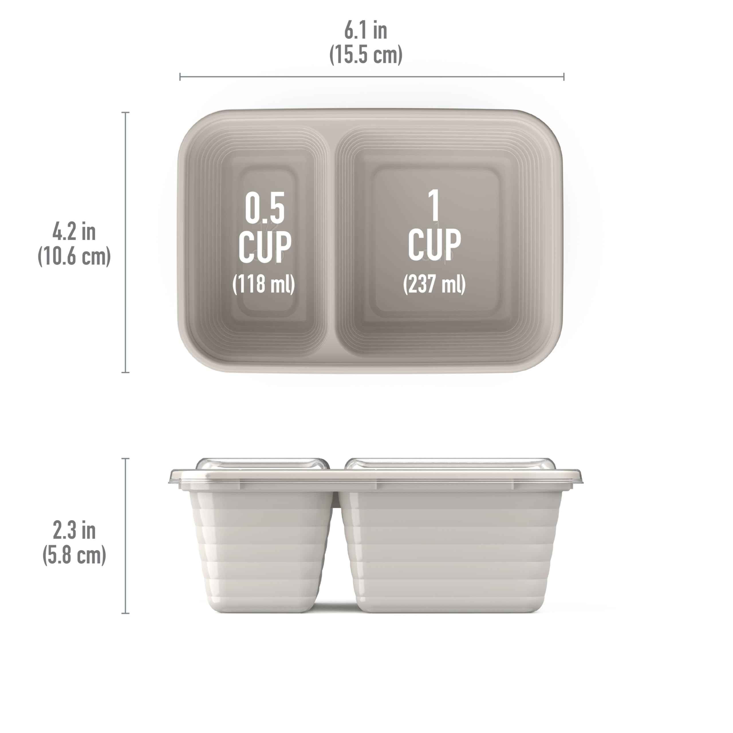 Bentgo Prep - 2-Compartment Snack Containers with Lids - Reusable, Microwaveable, Durable, PFAS & BPA-Free, Freezer, & Dishwasher-Safe Meal Prep Food Storage - 10 Trays & 10 Lids (Basil Glitter)