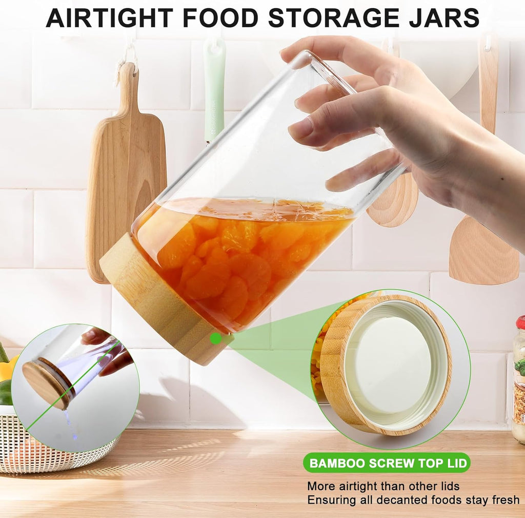 AISIPRIN 24 pcs Spice Jars with Lable & 5pcs Airtight Glass Jar with Lid for Cookie, Pasta, Cereal Storage Containers