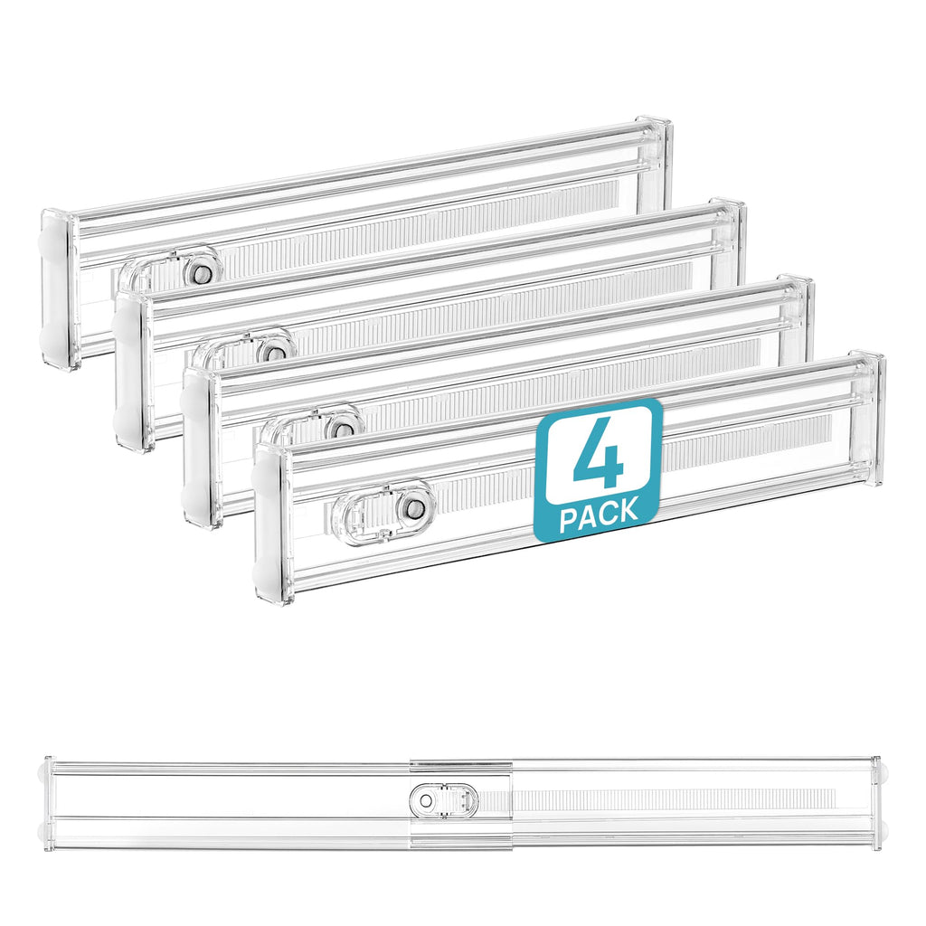 Vtopmart 8 Pack 6" Tall Upgrade Drawer Dividers for Big and Deep Drawer, 12.8"-22.3" Adjustable Expandable Dresser Drawer Organizer, Clear Plastic Separators for Dresser, Baby Supplies, Kitchenware
