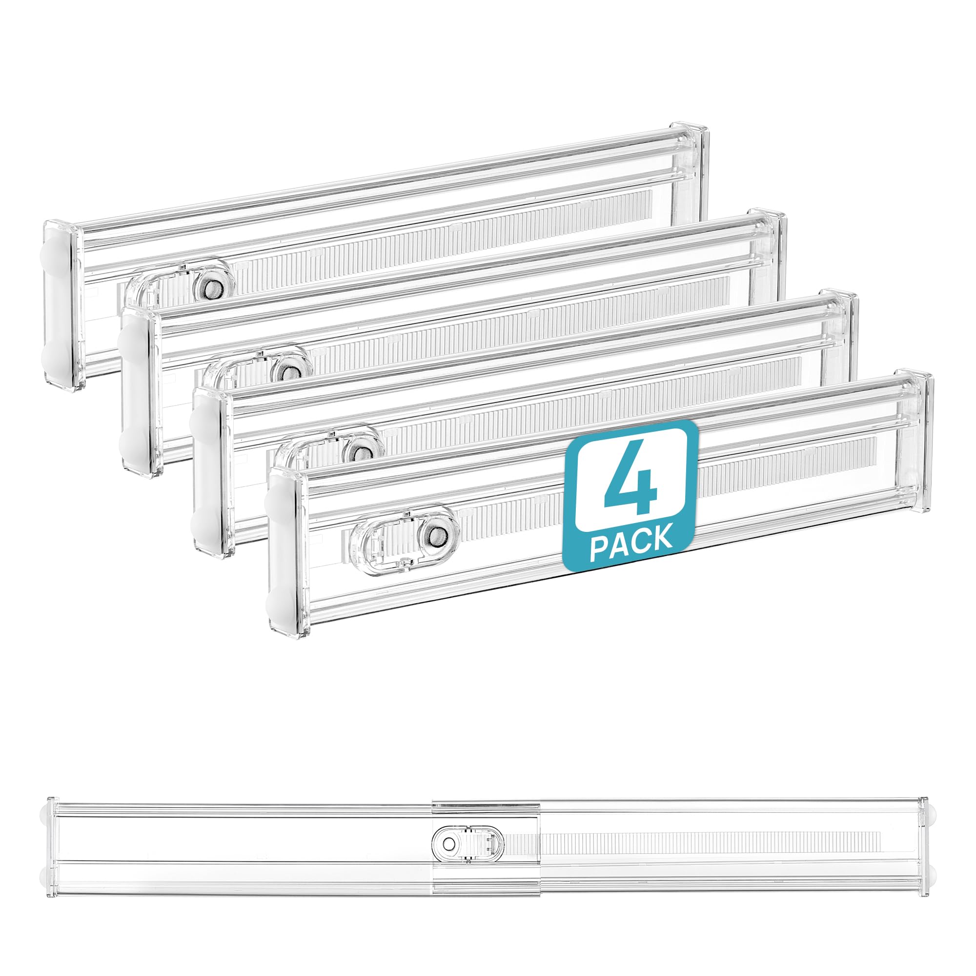 Vtopmart 8 Pack 6" Tall Upgrade Drawer Dividers for Big and Deep Drawer, 12.8"-22.3" Adjustable Expandable Dresser Drawer Organizer, Clear Plastic Separators for Dresser, Baby Supplies, Kitchenware