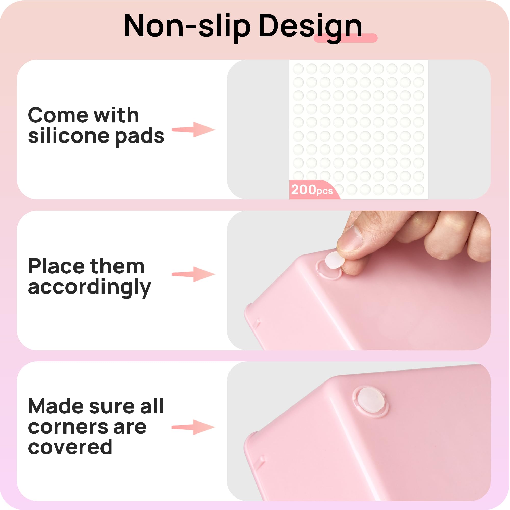 Vtopmart 44 PCS Clear Plastic Drawer Organizers Set, 4-Size Versatile Bathroom and Vanity Organizer Trays, Non-Slip Storage Containers for Makeup, Jewelries, Bedroom，Kitchen Utensils and Office