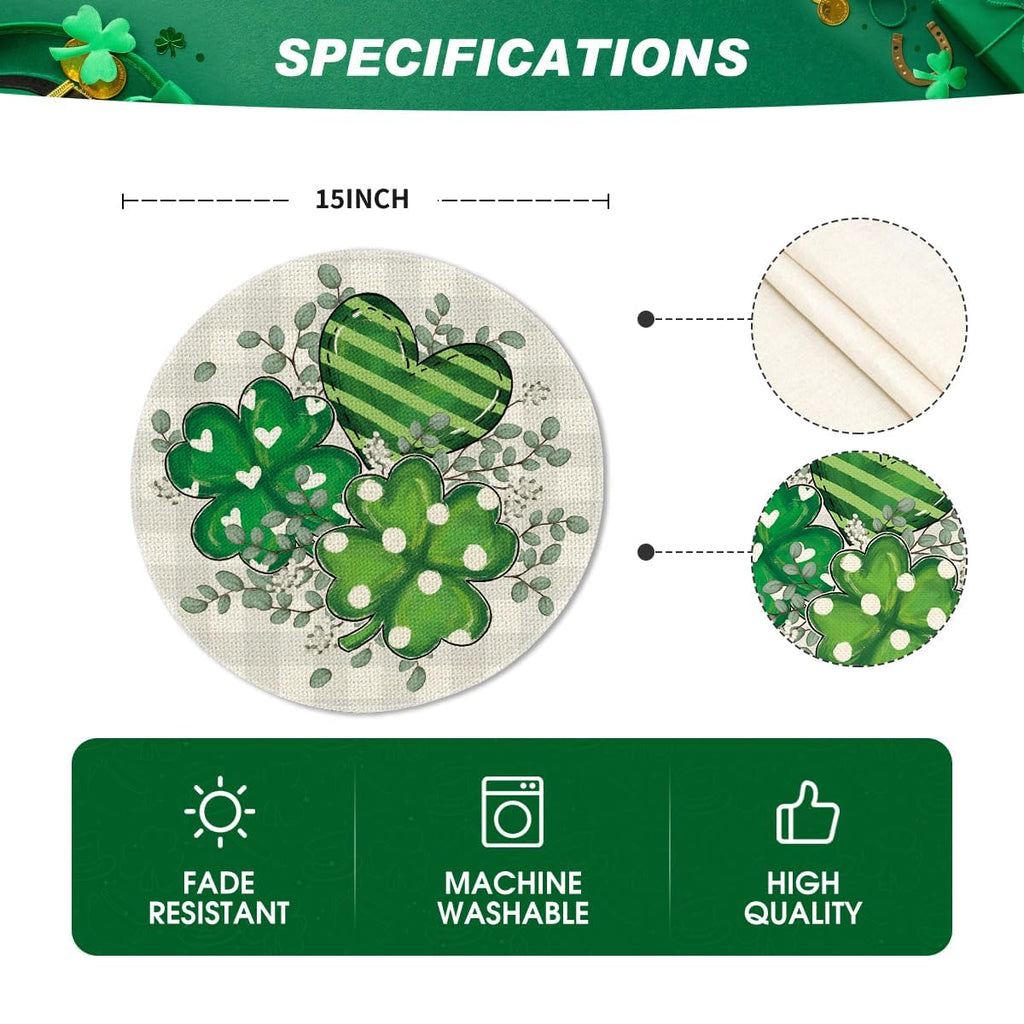 Artoid Mode Bufflao Plaid Shamrock St. Patrick's Day Placemats Set of 4, 12x18 Inch Seasonal Spring Table Mats for Party Kitchen Dining Decoration