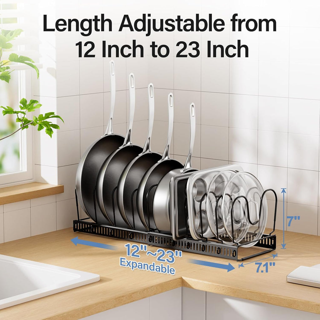 ORDORA Pots and Pans Organizer under Cabinet with Pot Lid Organizer, 10 Dividers