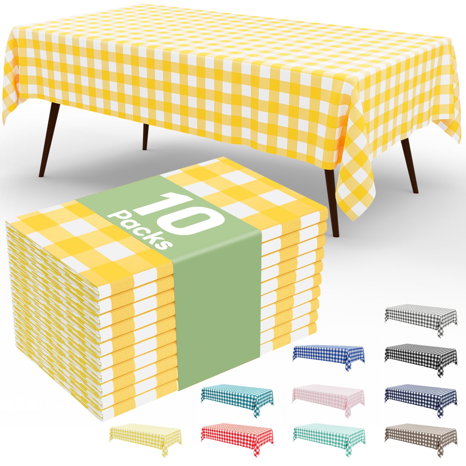 Smiry 3 Pack Red Gingham Disposable Tablecloths - 54" x 108" Heavy Duty Plastic Table Cloth, Waterproof Buffalo Plaid Table Covers for Picnic, Banquets, Outdoor Parties
