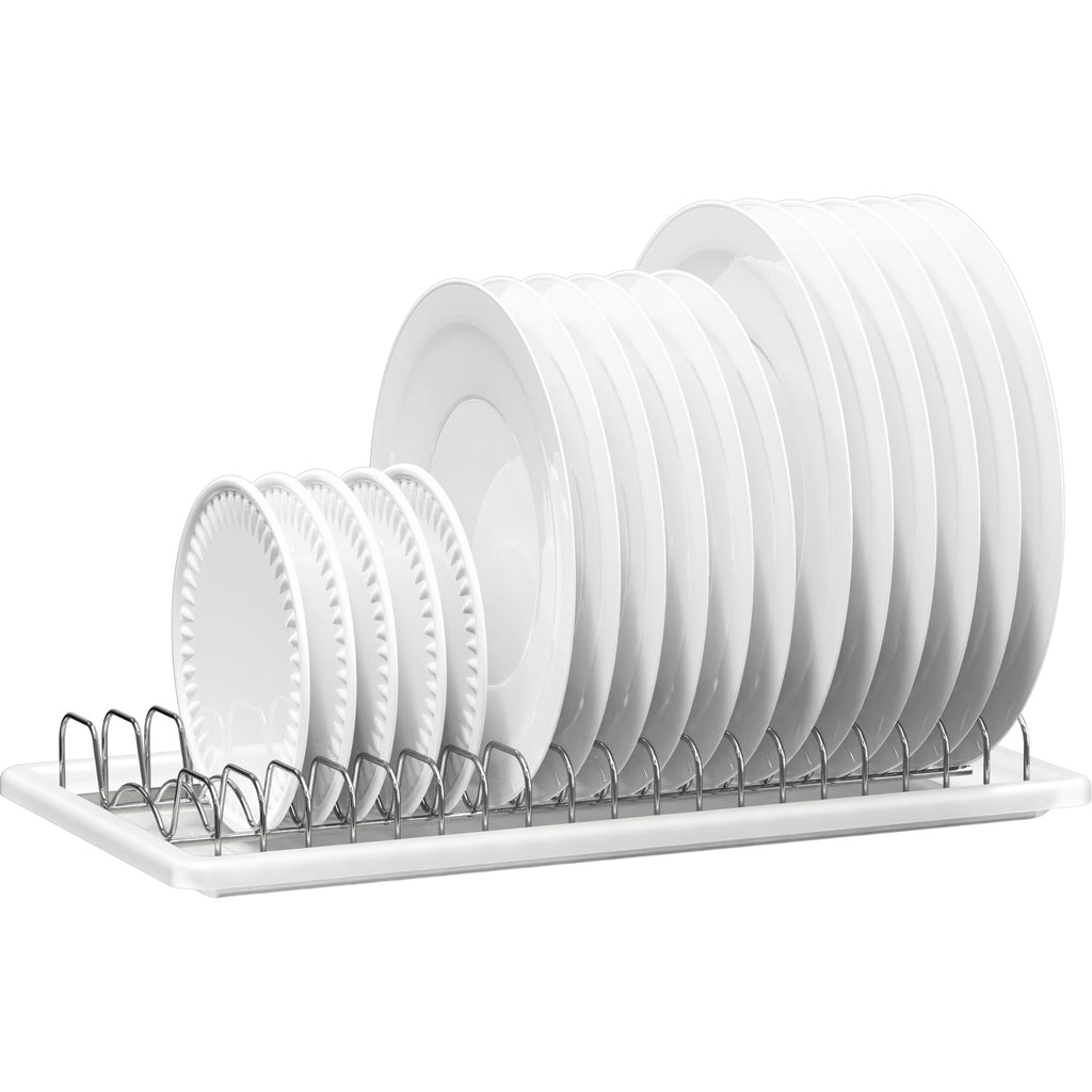 Simple Houseware Stainless Steel Plate Drying Rack with Drainboard, Chrome