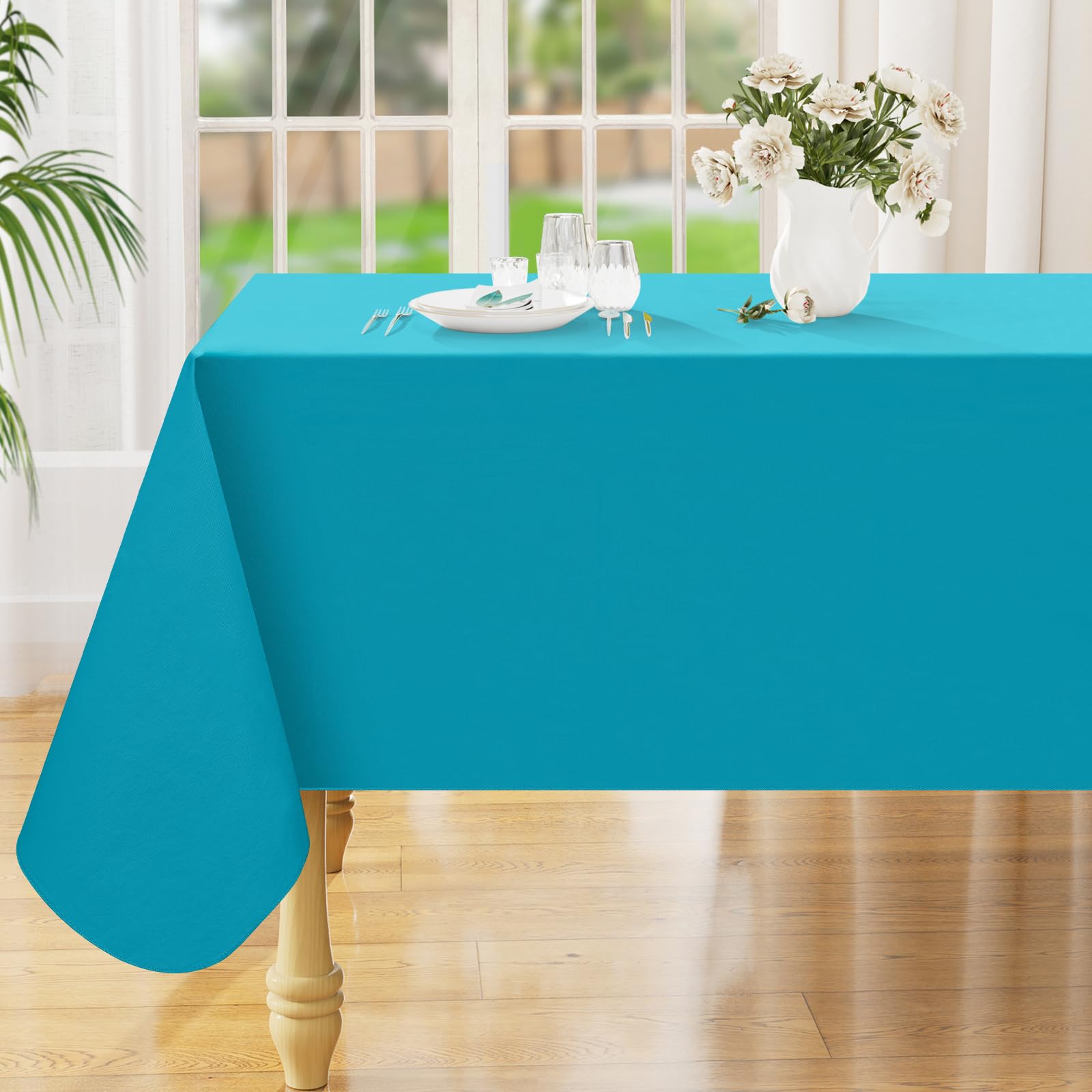 Smiry Rectangle Table Cloth 60x84 Inch, Waterproof Wipeable Vinyl Tablecloths Protector, Oil Spill Proof Plastic Table Cover for Dining, Picnic, Camping, Outdoor, Clear