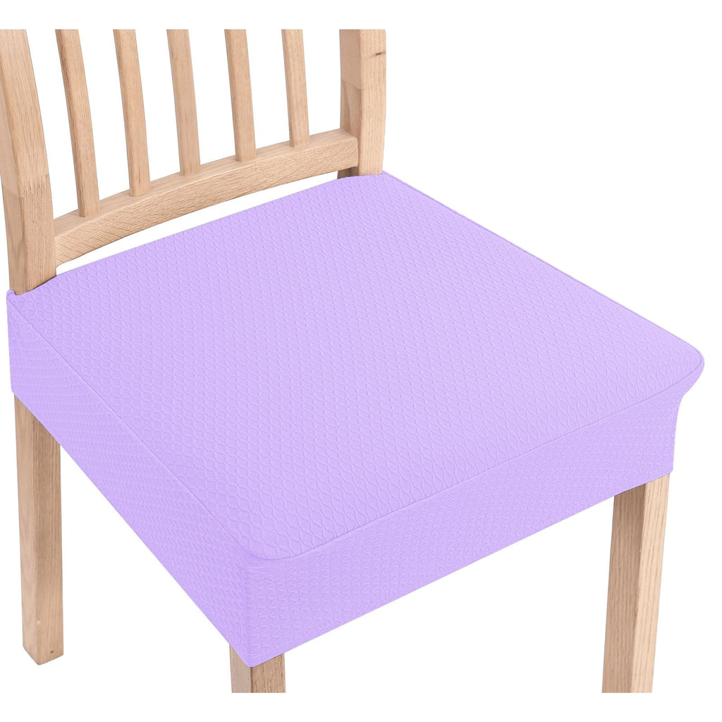 Smiry Stretch Jacquard Seat Covers for Dining Room Chairs Set of 6, Removable Washable Chair Seat Protector Slipcovers, No Rear Covers, Beige