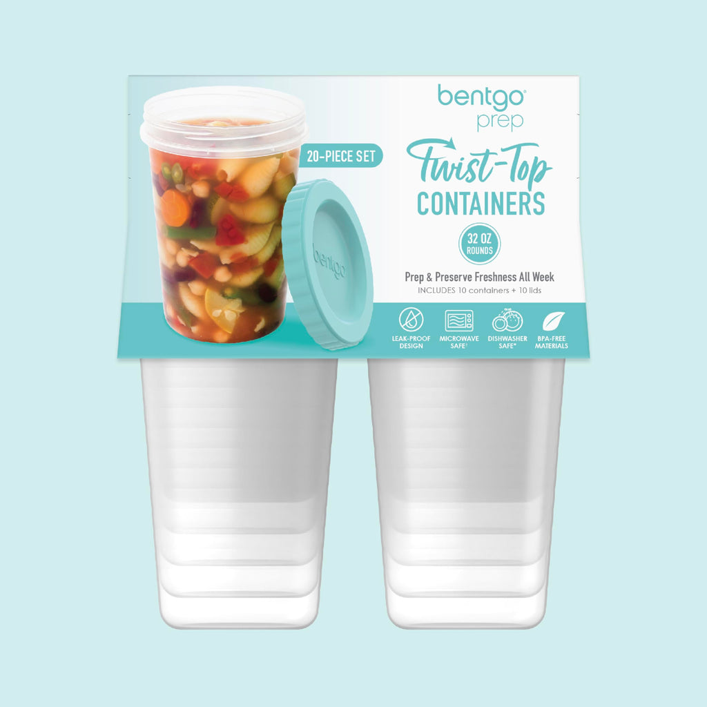 Bentgo Prep - 20 Piece 8 fl oz Leak-Proof Deli Containers with Lids, Food Storage for Meal Prep, Twist-Top, Reusable, PFAS & BPA-Free, Stackable, Microwave, Freezer, & Dishwasher Safe (Honeydew)