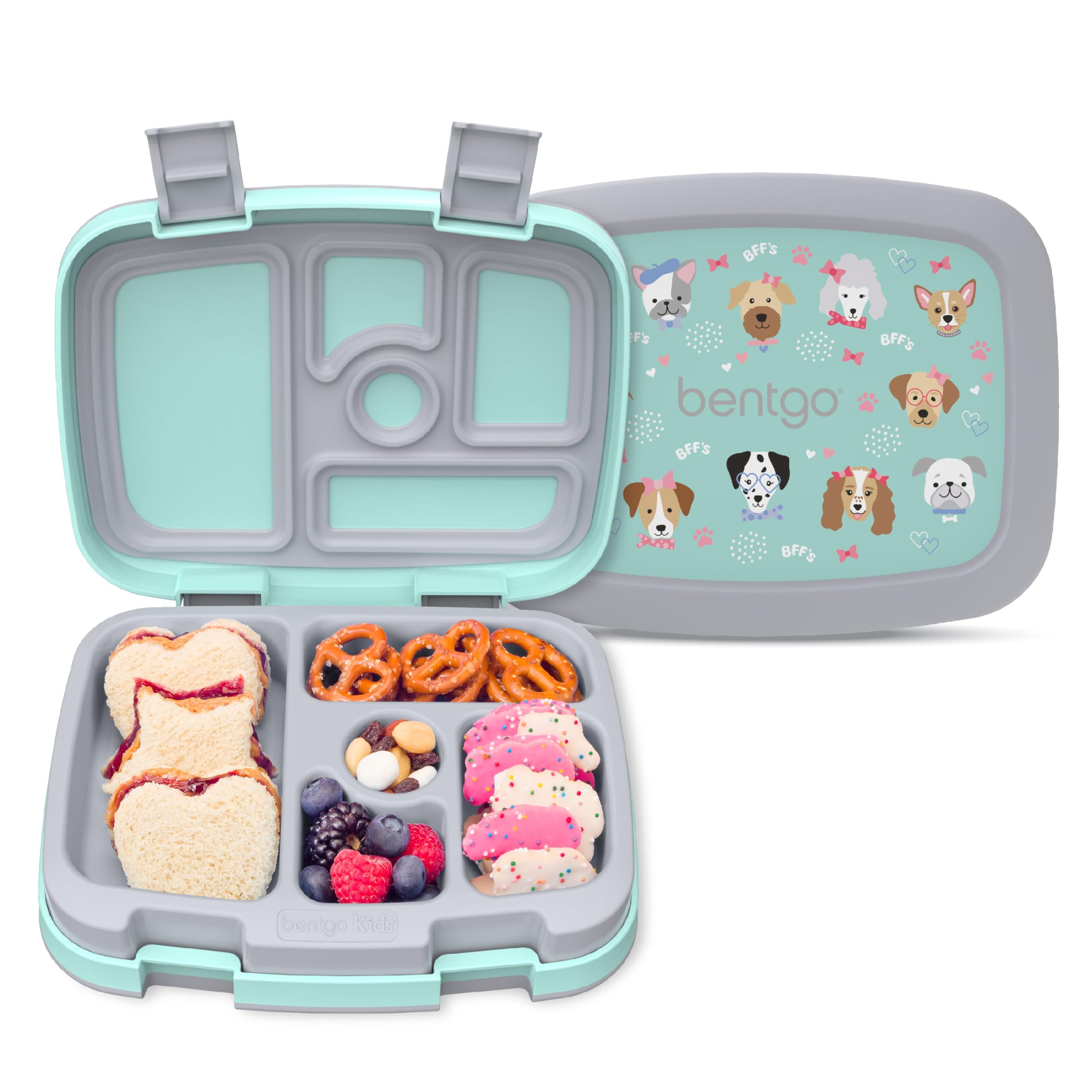 Bentgo Kids Prints Leak-Proof, 5-Compartment Bento-Style Kids Lunch Box - Ideal Portion Sizes for Ages 3-7, Durable, Drop-Proof, Dishwasher Safe, & PFAS & BPA-Free Materials (Unicorn)