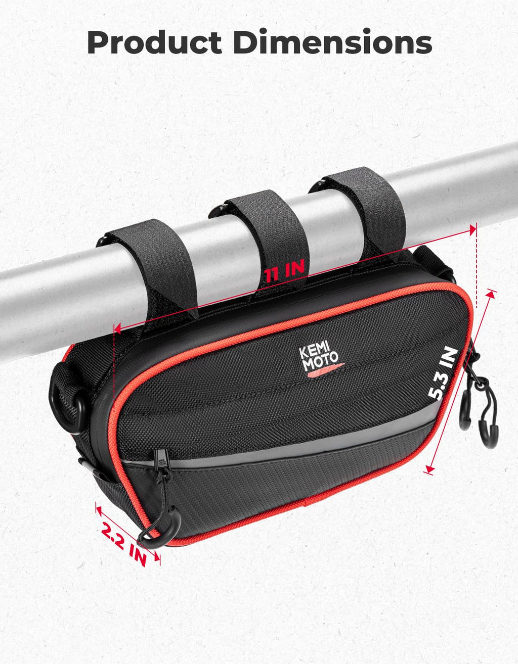 KEMIMOTO UTV Roll Cage Storage Bag Universal 1680D Grab Handle Storage Bag Dimensions 11" x 5" Side by Side Accessories Compatible with UTV, ATV, Golf Cart, Bike, Off-road Vehicle