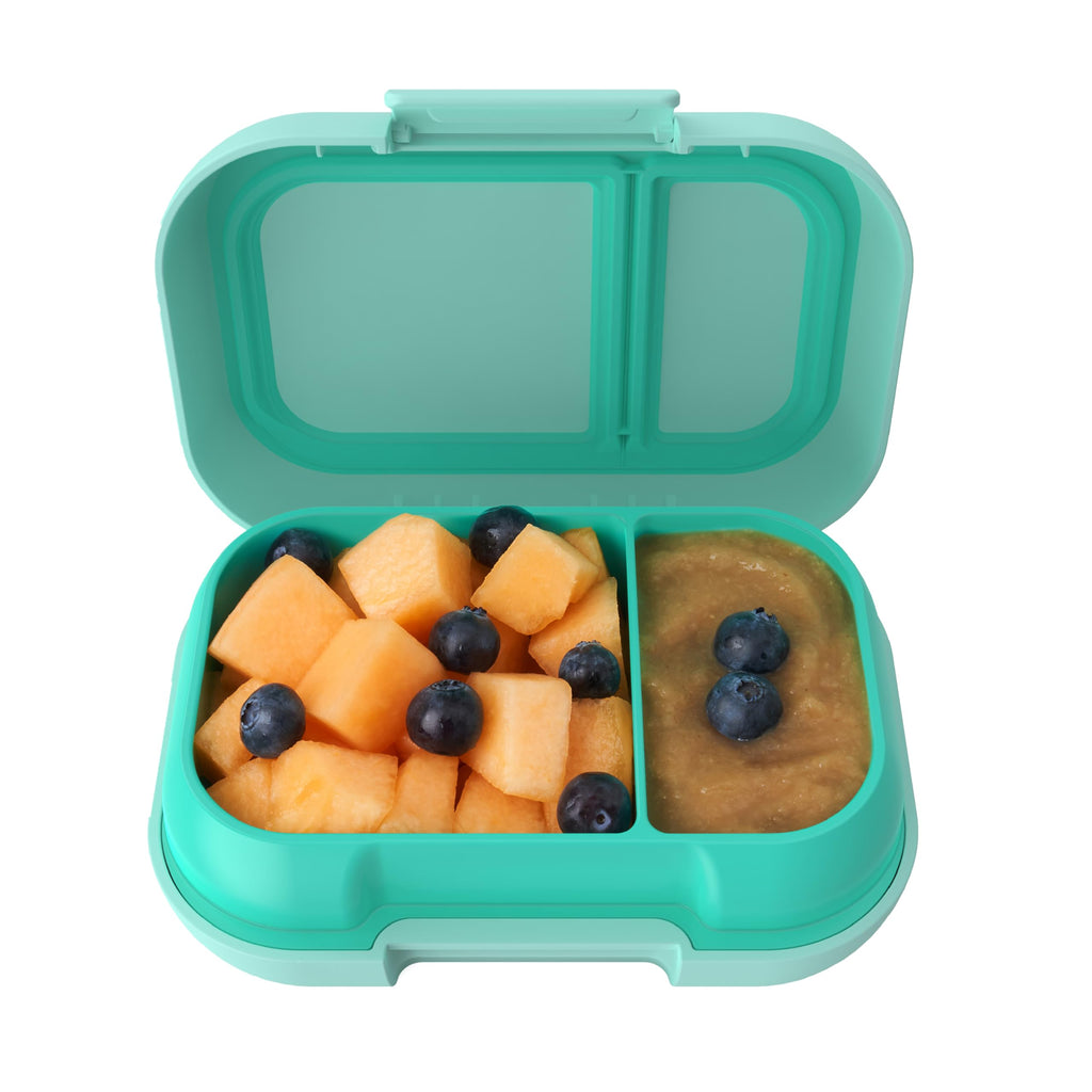 Bentgo Kids Snack - 2 Compartment Leak-Proof Bento Box Container for Snacks and Small Meals, Easy-Open Latch, Dishwasher Safe, BPA-Free for School, Daycare, & Sports - Ideal for Ages 3+ (Green/Navy)