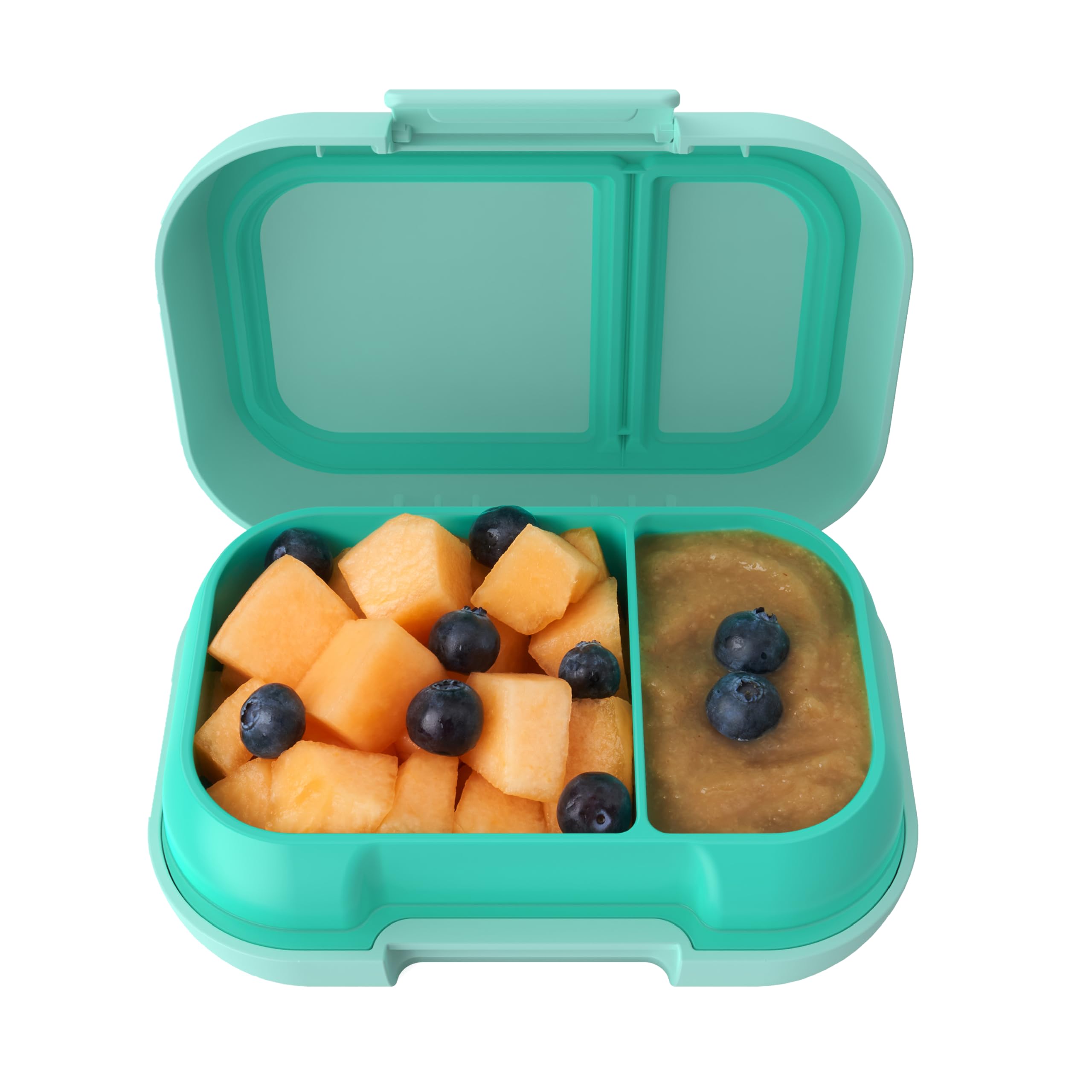 Bentgo Kids Snack - 2 Compartment Leak-Proof Bento Box Container for Snacks and Small Meals, Easy-Open Latch, Dishwasher Safe, BPA-Free for School, Daycare, & Sports - Ideal for Ages 3+ (Green/Navy)