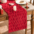 Artoid Mode Red Soft Plush Faux Fur Jacquard Heart Valentine's Day Table Runner, Seasonal Kitchen Dining Table Decoration for Home Party Decor 13x72 Inch