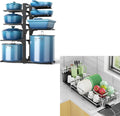 ORDORA Pots and Pans Organizer: under Cabinet, 20.8" Height & Expandable Large Dish Drying Rack, Stainless Steel Anti-Rust Dish Rack for Kitchen Counter