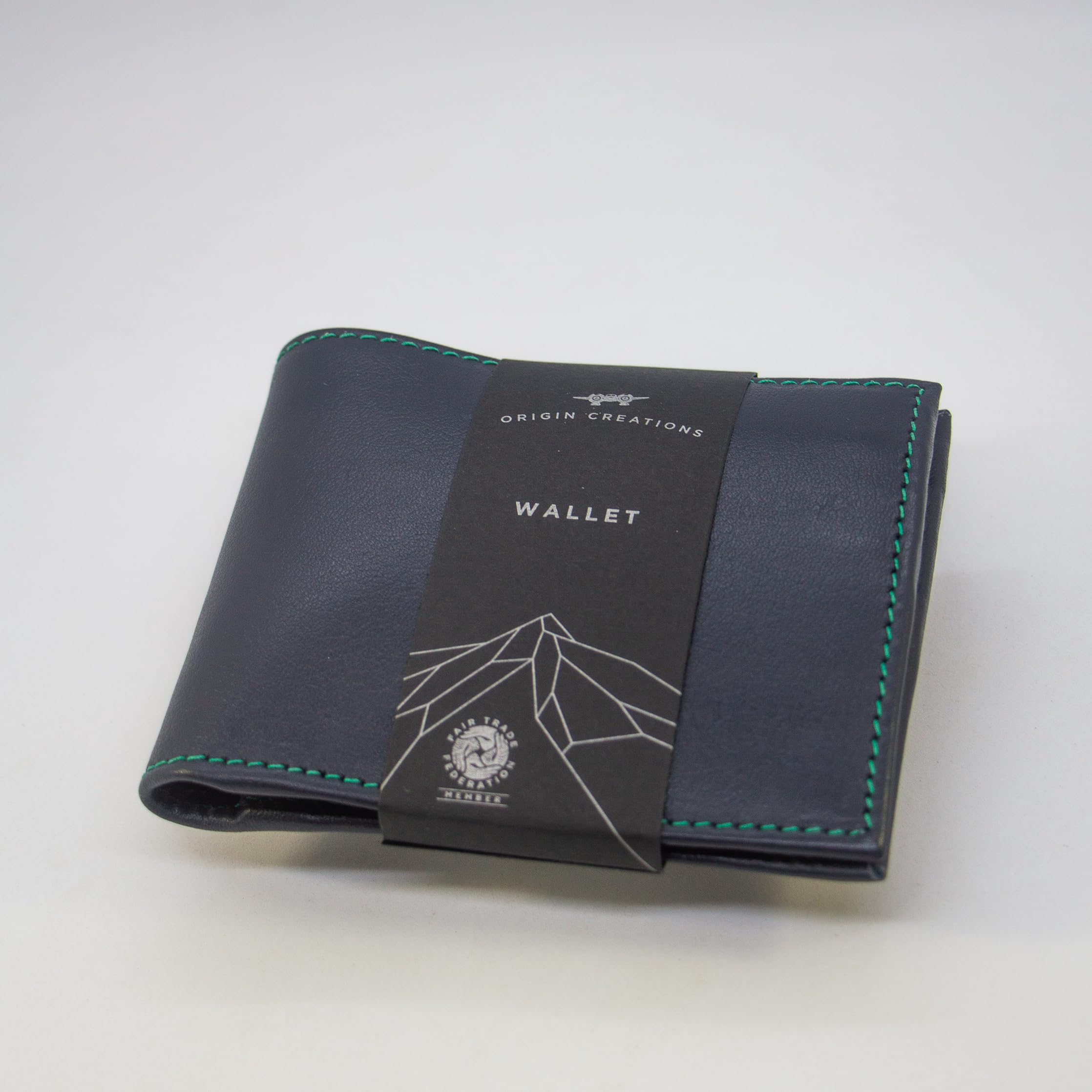 TWIN ENGINE COFFEE Handcrafted Leather Wallet, Extra Capacity Bifold Wallet with Bonus Insert + 2 ID Windows, Hand Stitched Top Grain, Slim Billfold with 8 Card Slots, Origin Creations (Deep Ocean)