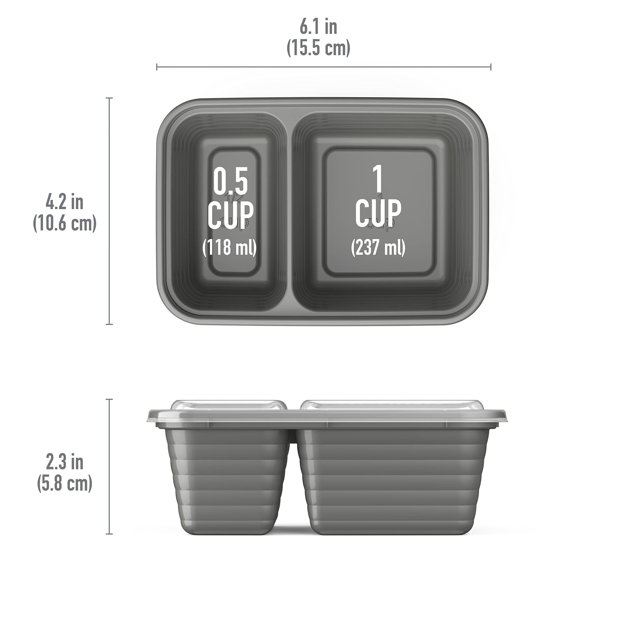 Bentgo Prep - 2-Compartment Snack Containers with Lids - Reusable, Microwaveable, Durable, PFAS & BPA-Free, Freezer, & Dishwasher-Safe Meal Prep Food Storage - 10 Trays & 10 Lids (Basil Glitter)