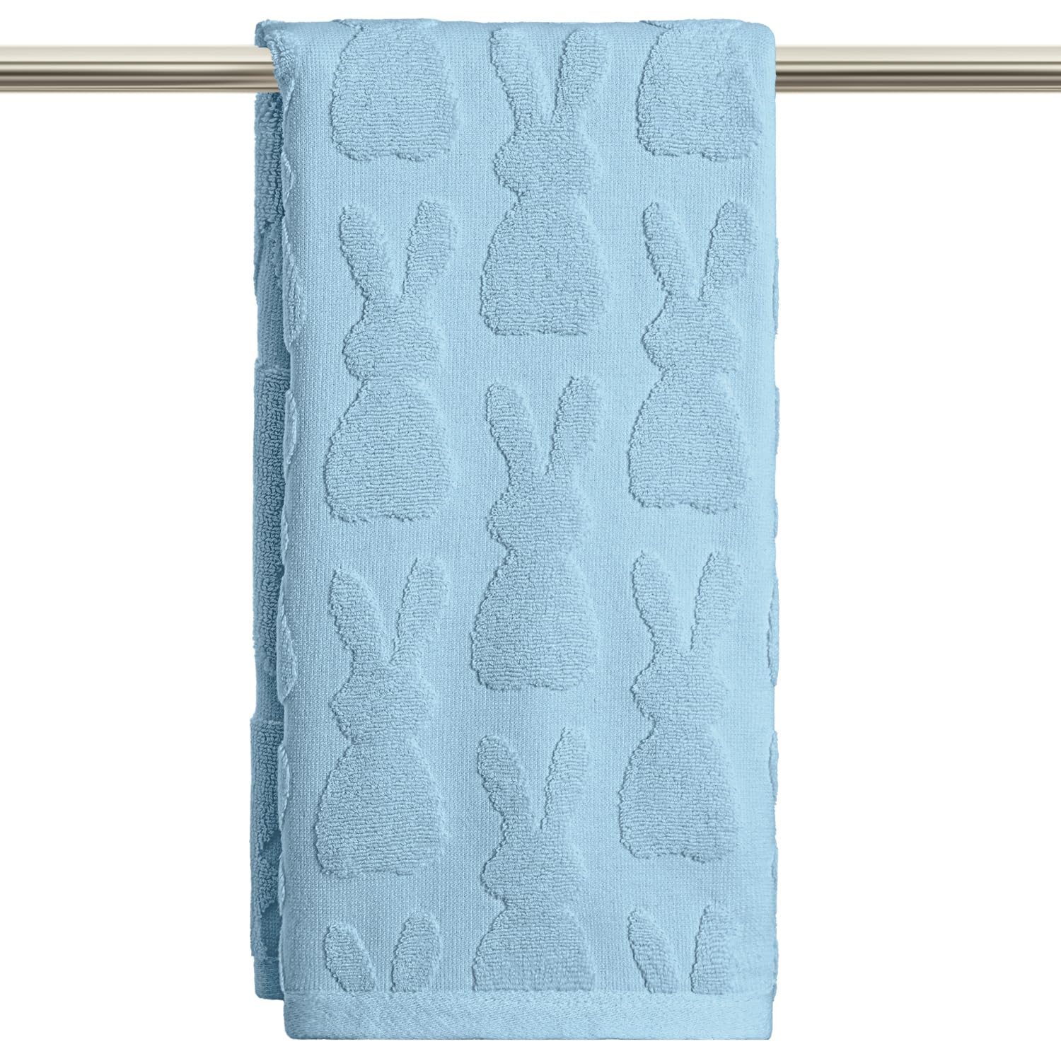 Artoid Mode 2 Pcs Beige 3D Rabbit Jacquard Easter Hand Towels for Bathroom, 100% Cotton Soft Absorbent Bathroom Decor Towels, 13.7 x 29.5 Inch