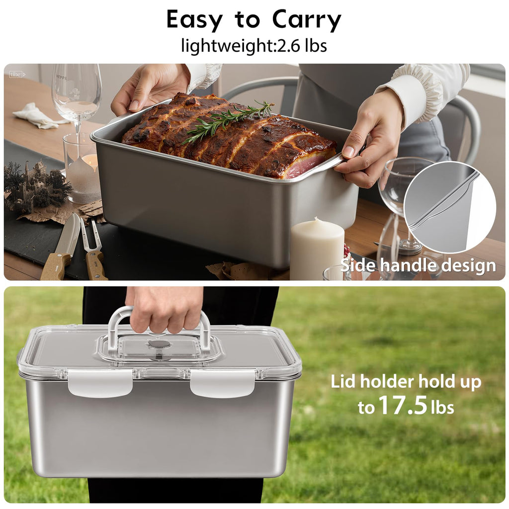 8 PCS Large Stainless Steel Food Storage Containers with Lids, 3 Sizes Meal Prep Containers Set for Vegetables, Fruits, Snacks, Roasting Chicken, Lasagna, BPA Free and Oven Safe (245oz, 31oz, 21oz)