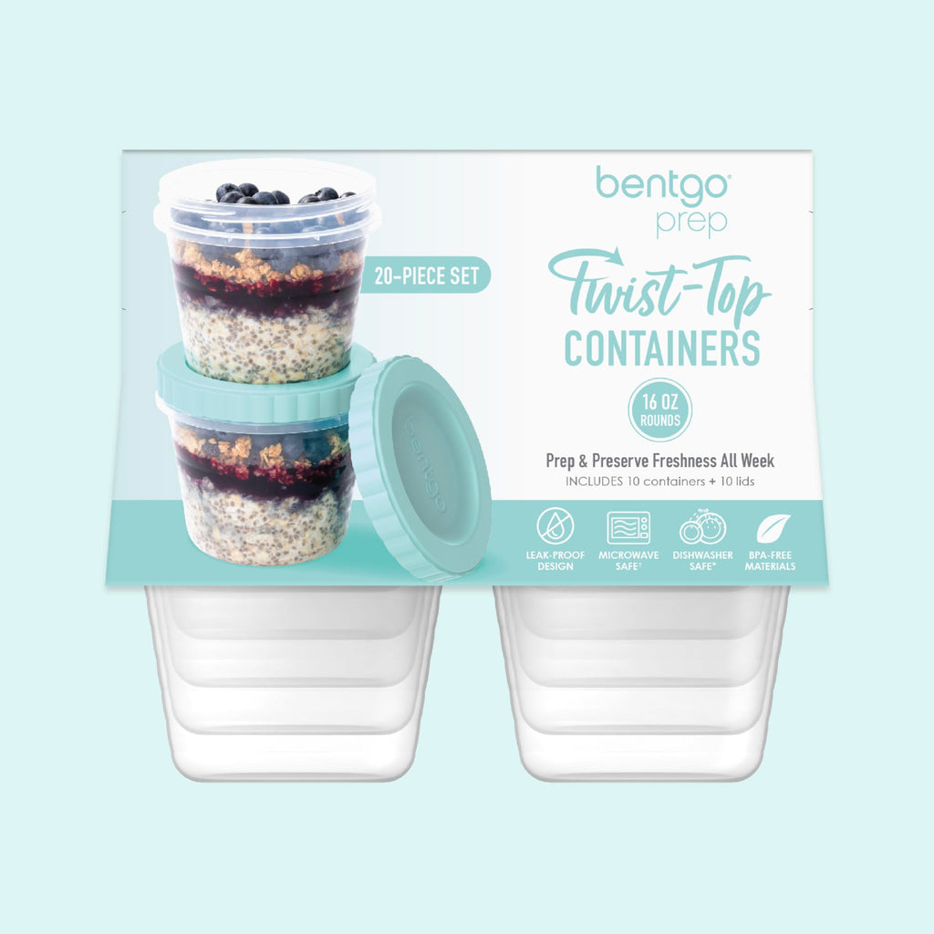 Bentgo Prep - 20 Piece 8 fl oz Leak-Proof Deli Containers with Lids, Food Storage for Meal Prep, Twist-Top, Reusable, PFAS & BPA-Free, Stackable, Microwave, Freezer, & Dishwasher Safe (Honeydew)