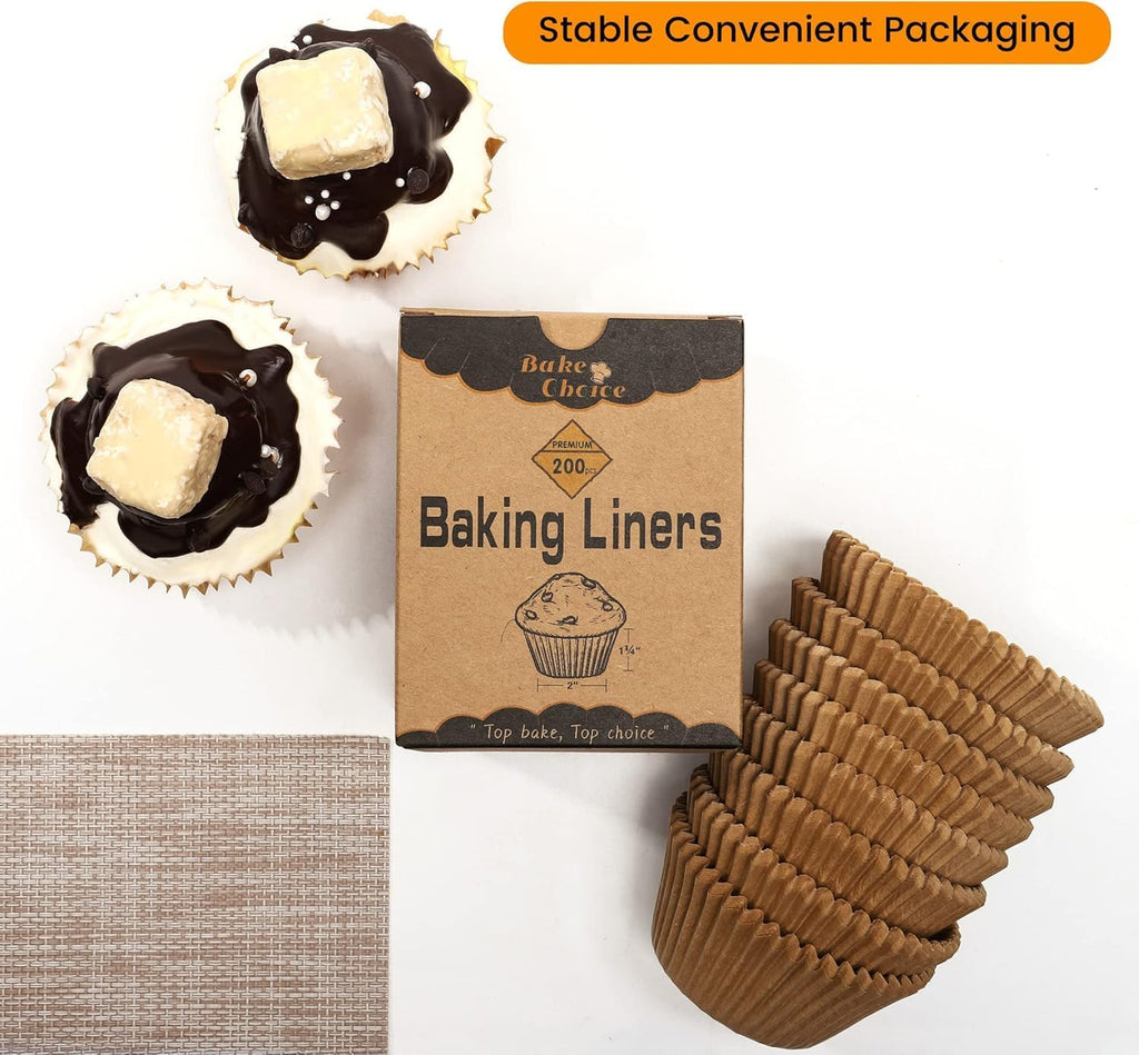 Non-stick 600pcs Standard Cupcake Liners for Baking, Greaseproof Parchment Muffin Liners, Natural Cupcake Papers for Party, Holiday, Wedding