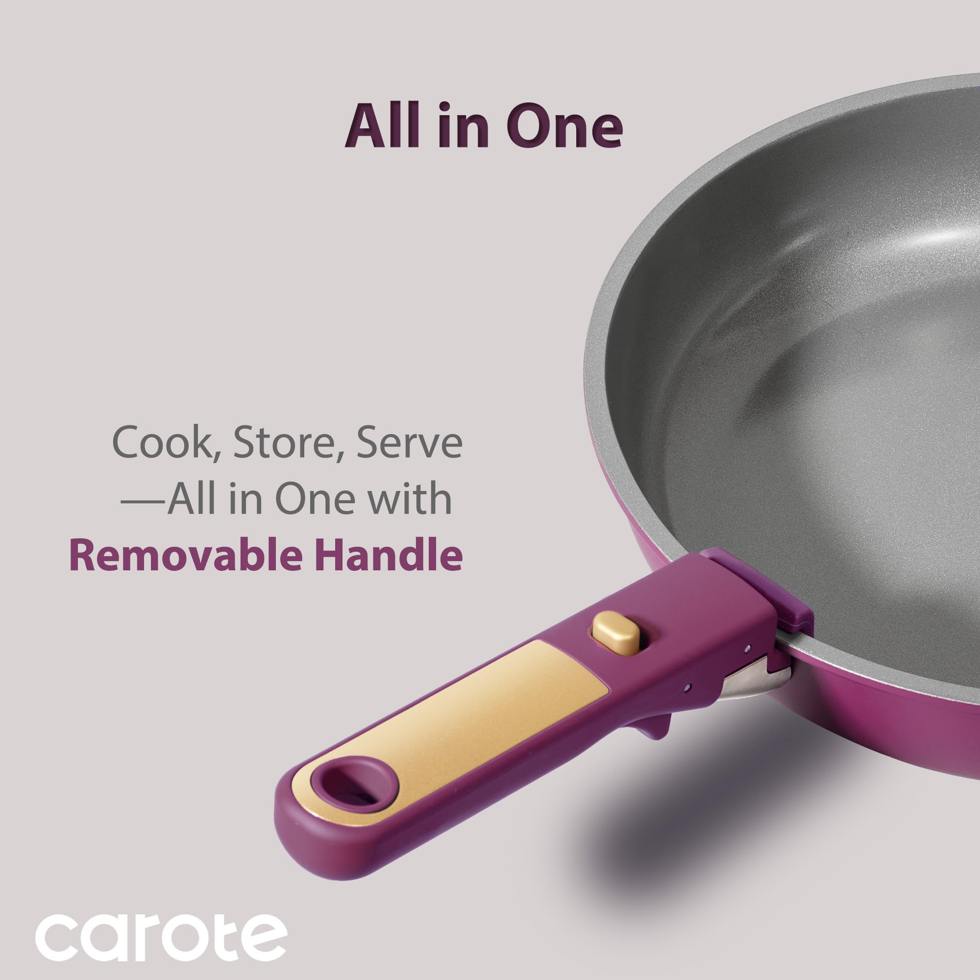 CAROTE 21pcs Pots and Pans Set, Nonstick Cookware Set Detachable Handle, Induction Kitchen Cookware Sets Non Stick with Removable Handle, RV Cookware Set, Gold and Purple