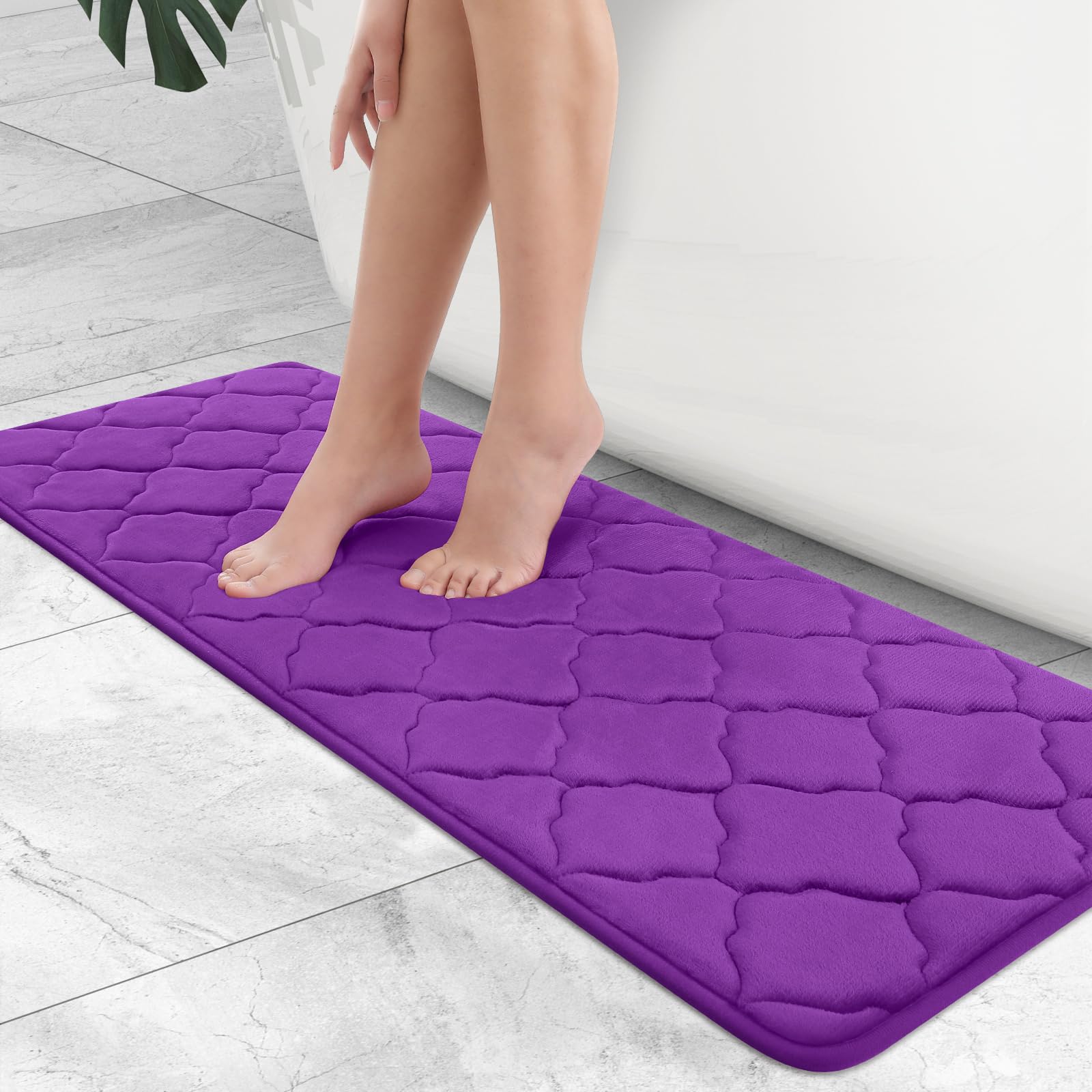 OLANLY Memory Foam Bath Mat Rug 24x16, Ultra Soft and Absorbent Bathroom Rugs, Non-Slip, Comfortable, Machine Washable Bath Carpet for Bathroom Floor, Tub, Shower and Home Decor Accessories, Black