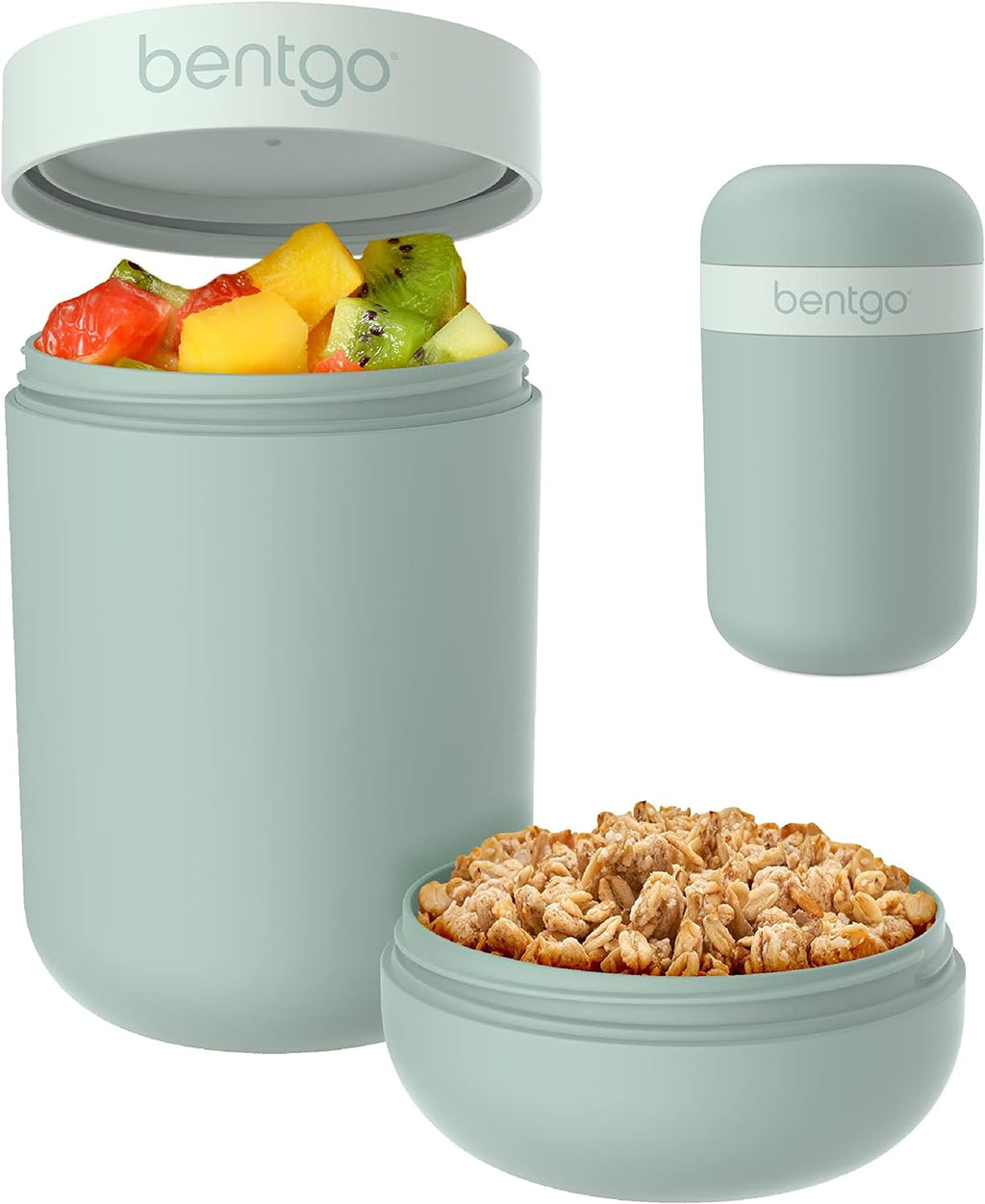 Bentgo Snack Cup - Reusable Snack Container with Leak-Proof Design, Toppings Compartment, and Dual-Sealing Lid, Portable & Lightweight for Work, Travel, Gym - Dishwasher Safe (Mint Green)