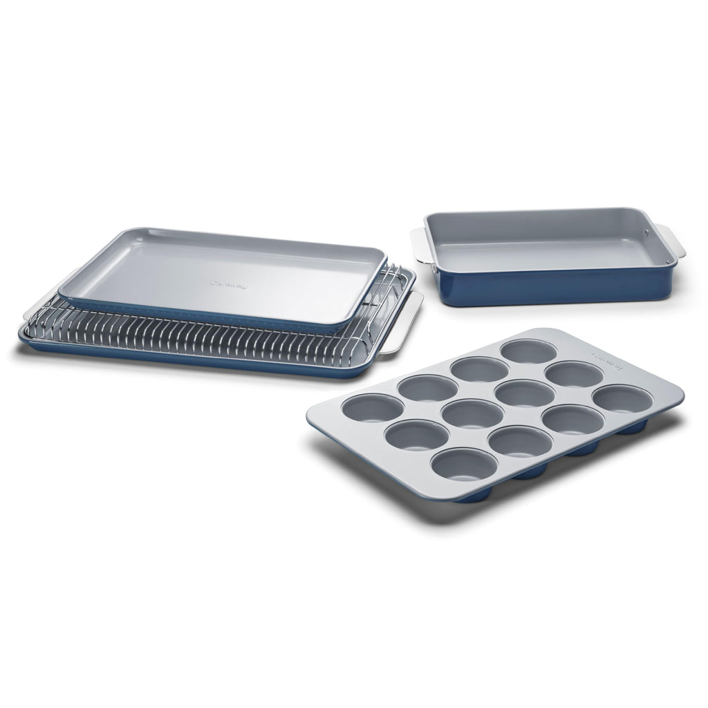 Caraway Nonstick Ceramic Bakeware Set (11 Pieces) - Baking Sheets, Assorted Baking Pans, Cooling Rack, & Storage - Aluminized Steel Body - Non Toxic, PTFE & PFOA Free - Cream