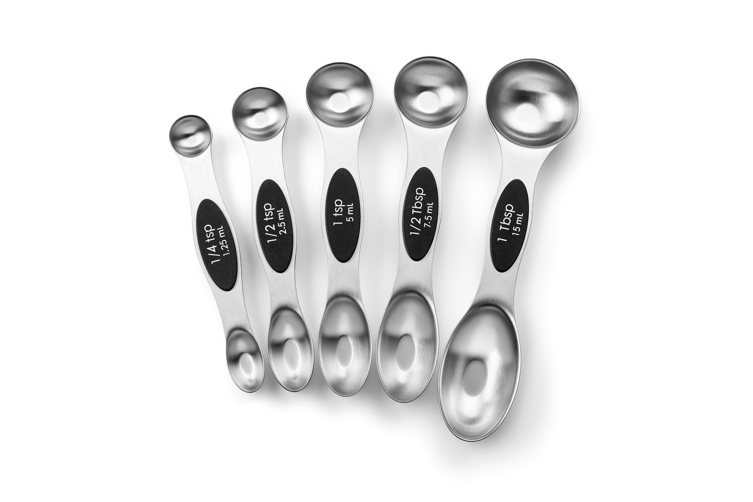 Spring Chef Magnetic Measuring Cups & Spoons Set, Patented, Strong N45 Magnets, Heavy Duty Stainless Steel Fits in Spice Jars for Baking & Cooking, BPA Free, Round Set of 15 with Leveler, Black
