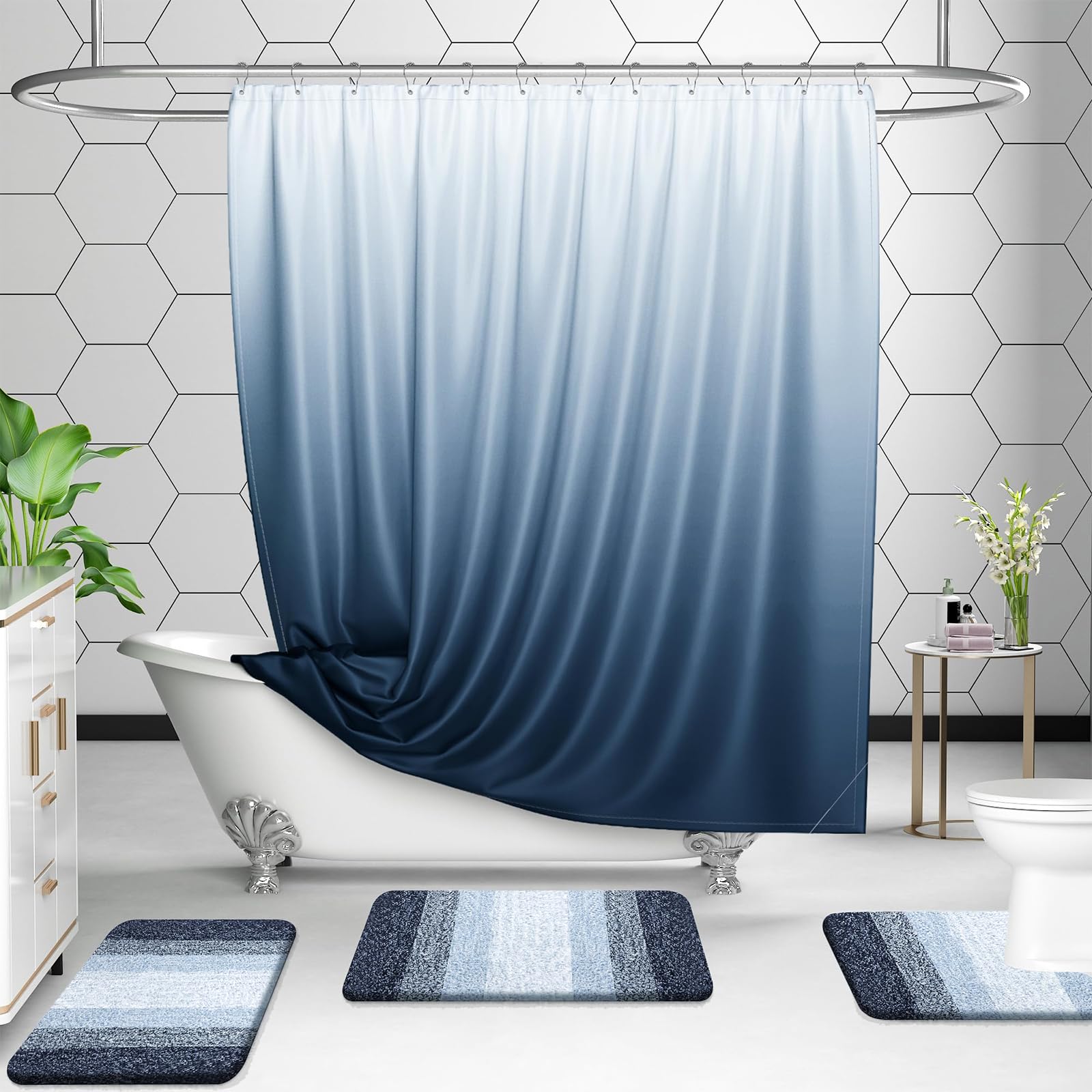 OLANLY Bathroom Rugs Sets 3 Piece, Soft Absorbent Microfiber Bath Mats and U-Shaped Contour Toilet Rug, Machine Wash Dry, Plush Shaggy Bath Mat Set for Bathroom (30"x20"+24"x16"+24"x20", Grey)