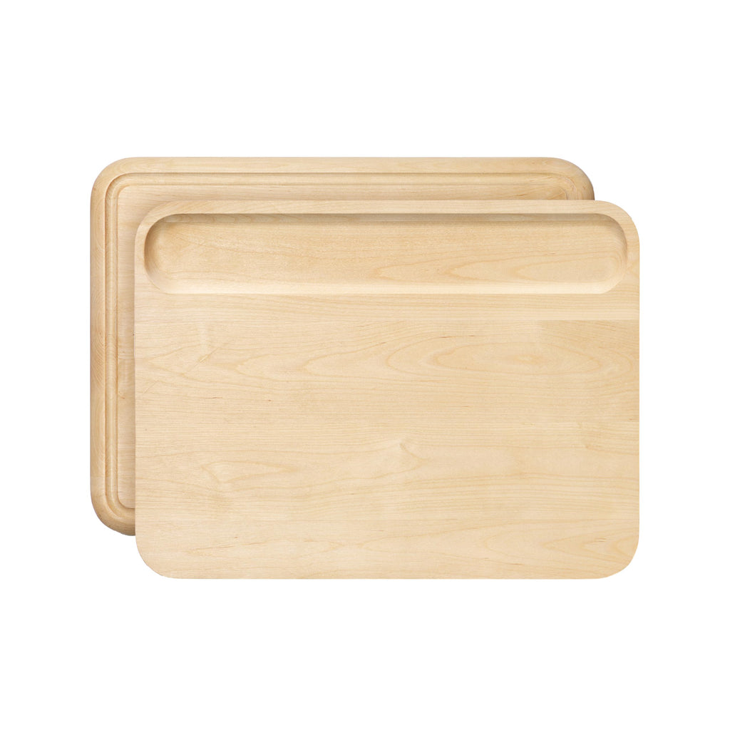 Caraway 4-Piece Double Sided Wood Cutting Board Set - Made From FSC-Certified Birch Wood - Mineral Oil & Wax Finish - 3 Sizes - Small, Medium, & Large - Storage Organizers Included