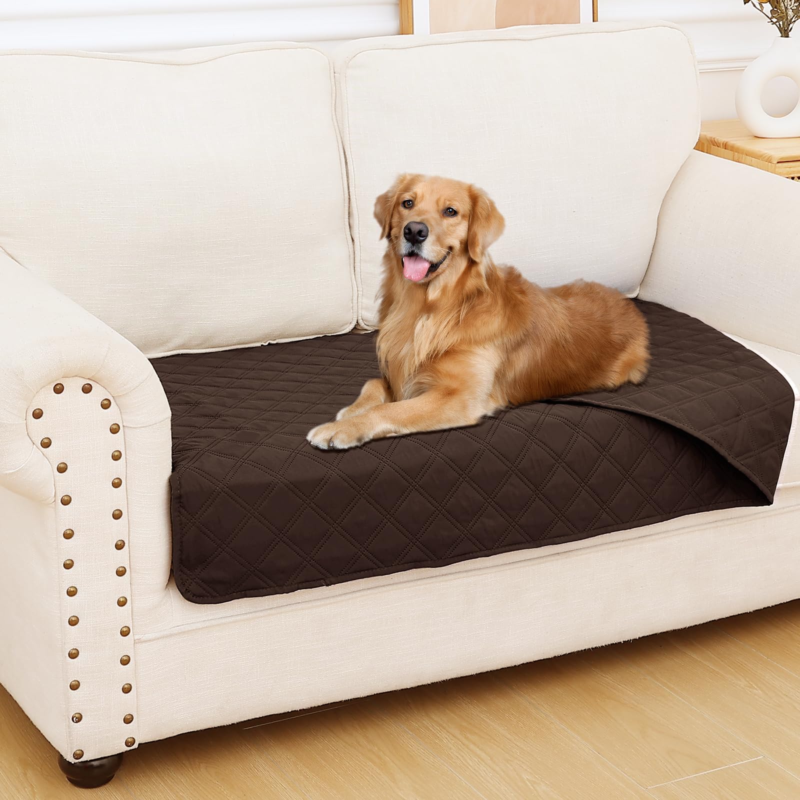 Smiry Waterproof Couch Covers for Dogs Washable, Reversible Pet Couch Covers for 3 Cushion Sofa Pet Friendly, Soft Sofa Furniture Protector for Dogs Cat Kids, Checkered (30"x70", Grey/Dark Grey)
