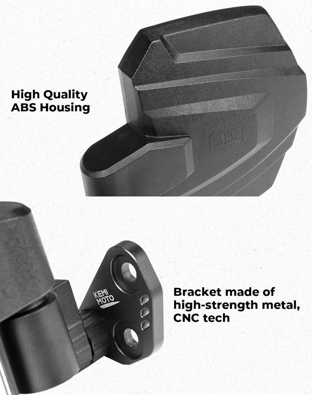 KEMIMOTO Large Side Mirrors A-pillar UTV Mirror Compatible with Polaris Ranger XP 1000/ Crew XP 1000 2018-2026, CFMOTO UFORCE U10, Extension Adjustable Side Mirrors Mounted on ROPS bar