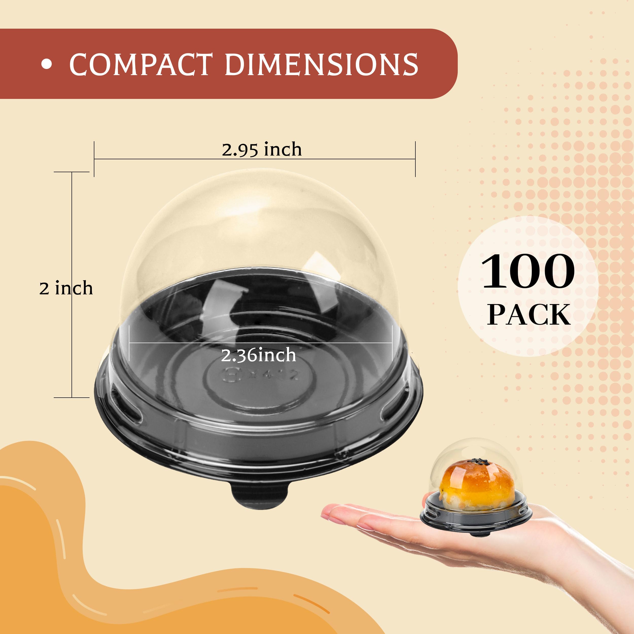 Mini Individual Cupcake Container Mini Cupcake Holder Desk Pet Containers for Chocolate Covered Cookies, Strawberry, Mooncake(50 Pack, Gold)