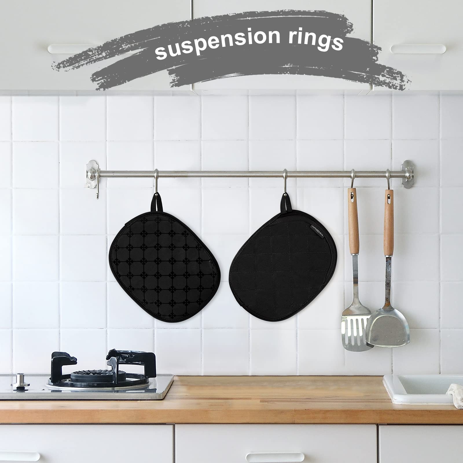 KEGOUU Pot Holders 2pcs Sets,Oven Hot Pads Featuring Silicone Non-Slip Coating,Heat Resistant Potholders for Kitchen Bakeware Cooking