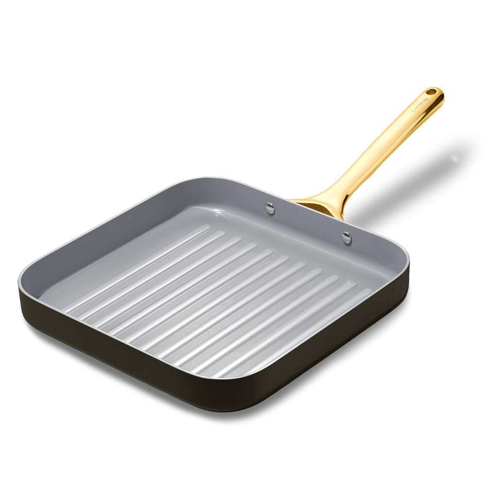 Caraway Square Grill Pan - 11” Grill Pan - Non-Stick Ceramic Coated - Non Toxic, PTFE & PFOA Free - Oven Safe & Compatible with All Stovetops - Cream