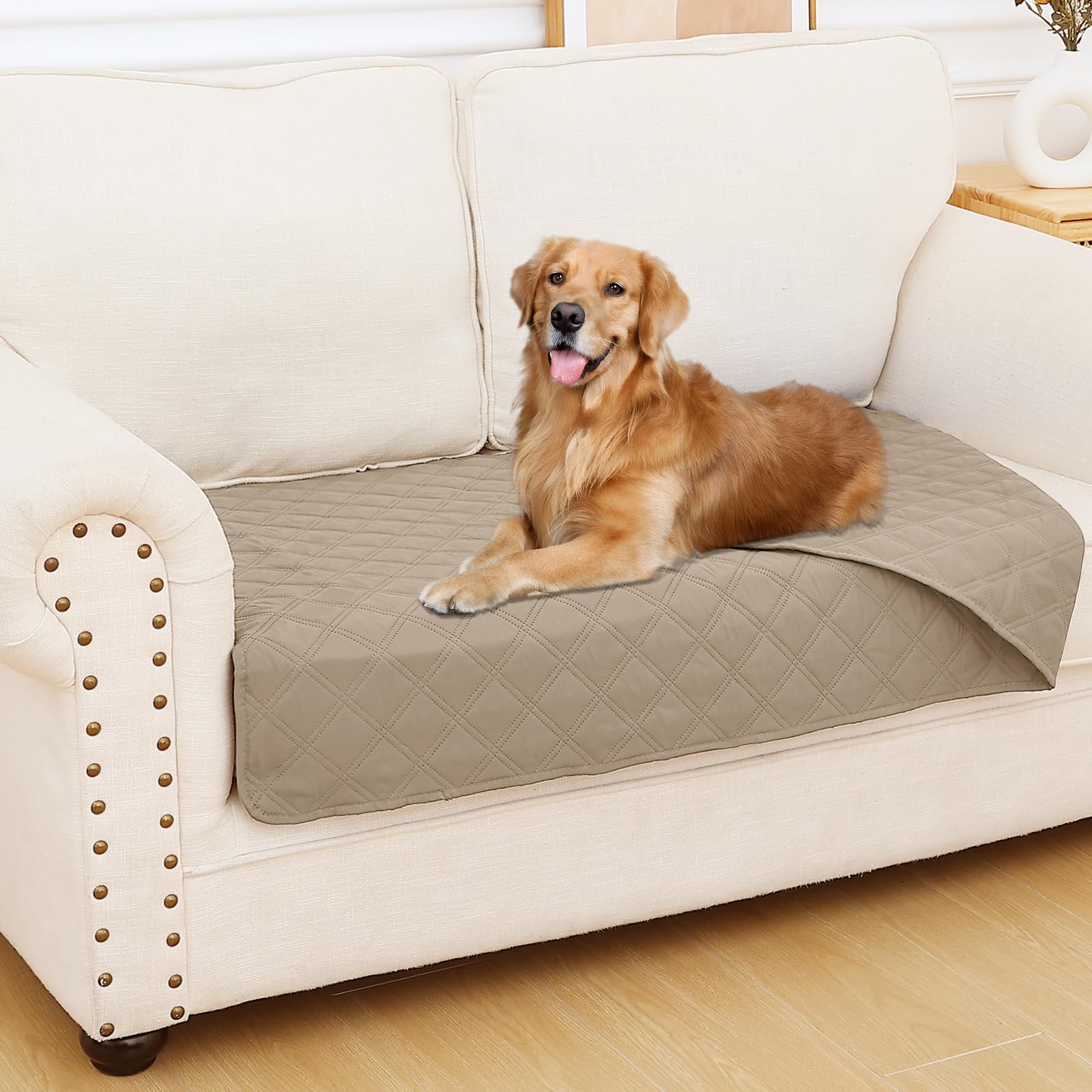 Smiry Waterproof Couch Covers for Dogs Washable, Reversible Pet Couch Covers for 3 Cushion Sofa Pet Friendly, Soft Sofa Furniture Protector for Dogs Cat Kids, Checkered (30"x70", Grey/Dark Grey)