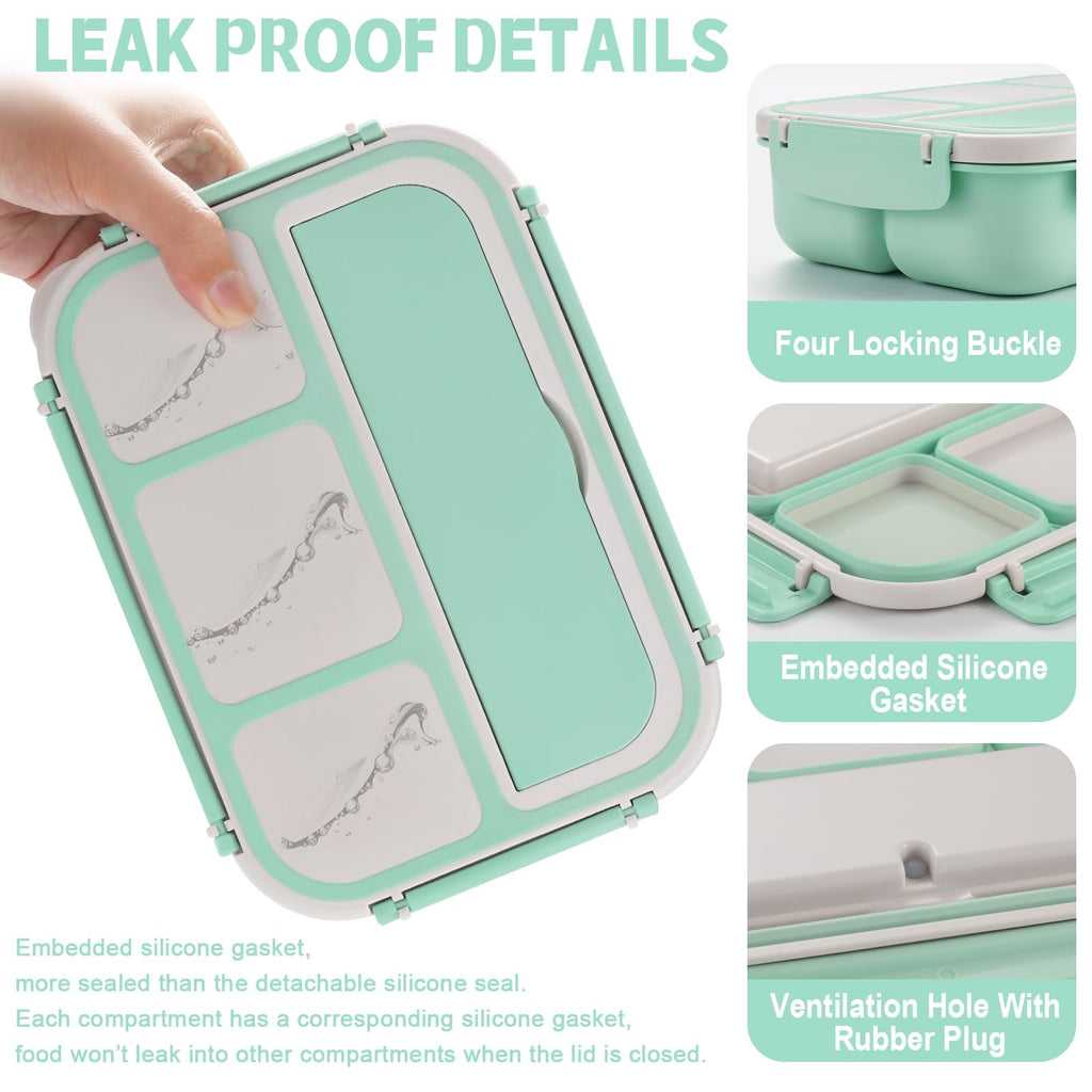 Bento Box Adult Lunch Box, Containers for Adults Men Women with 4 Compartments, Lunchable Food Container with Utensils, Sauce Jar, Muffin Liners, 40 Oz/5 Cup, Microwave & Dishwasher Safe, Brown