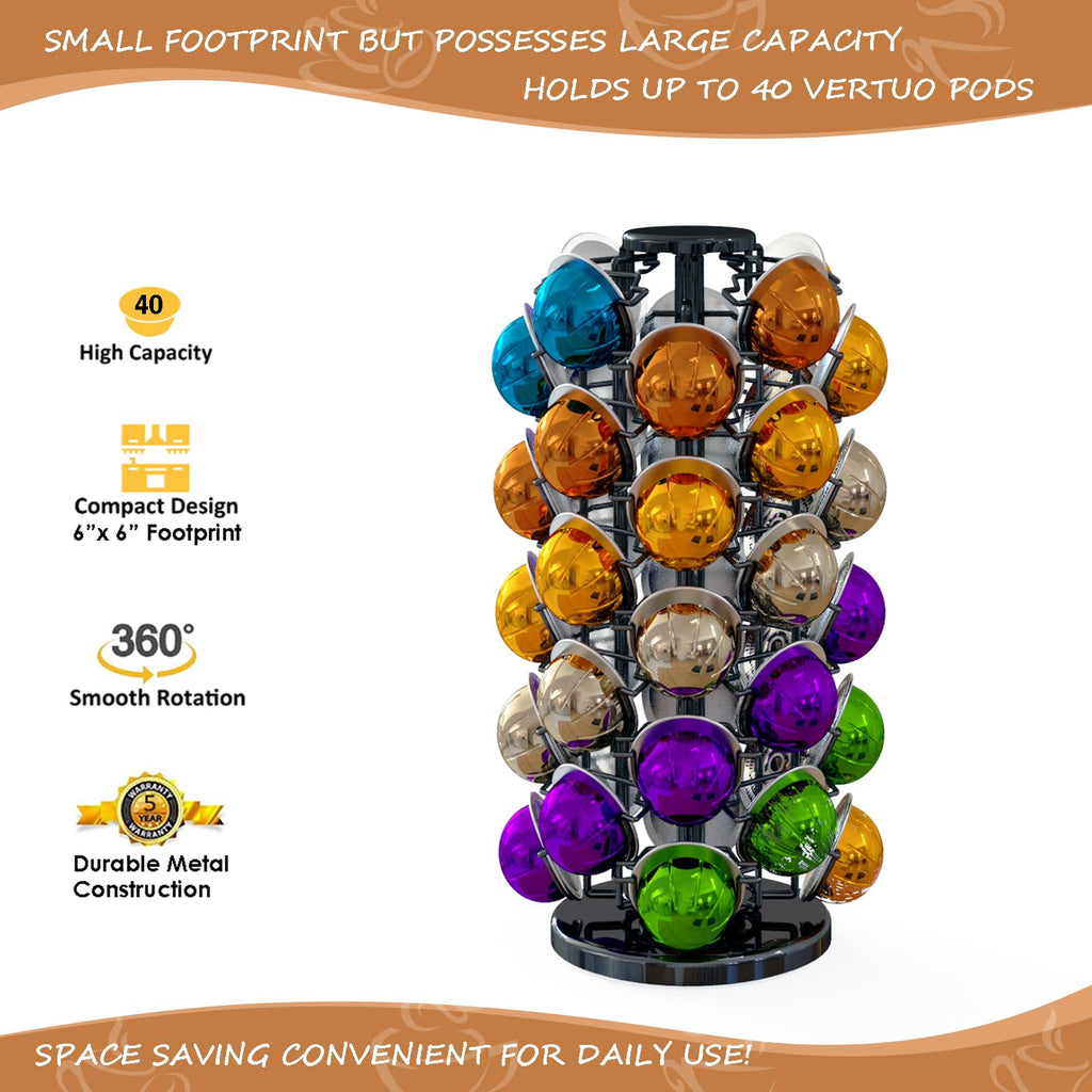 K Cup Holders,K Cup Holder, K Cups Holder,K Cup Carousel, Coffee Pods Holder Storage Organizer Stand,No Assembly Required,Black (Capacity of 40 Pods, Black)