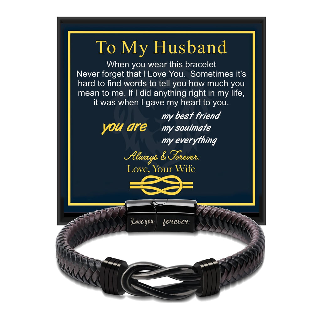 Bracelets Gifts for Men: Valentines Day Gifts for Him Leather Couples Bracelets Anniversary Romantic Gifts for Boyfriend Husband from Wife Valentine's Birthday Christmas